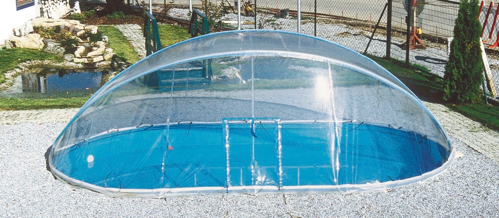 KWAD Schwimmbecken »Timber Cabrio Dom«, (Set, 5 tlg.), 5-tlg., BxLxH: 370x610x130cm, blau, inkl Cabrio Dom