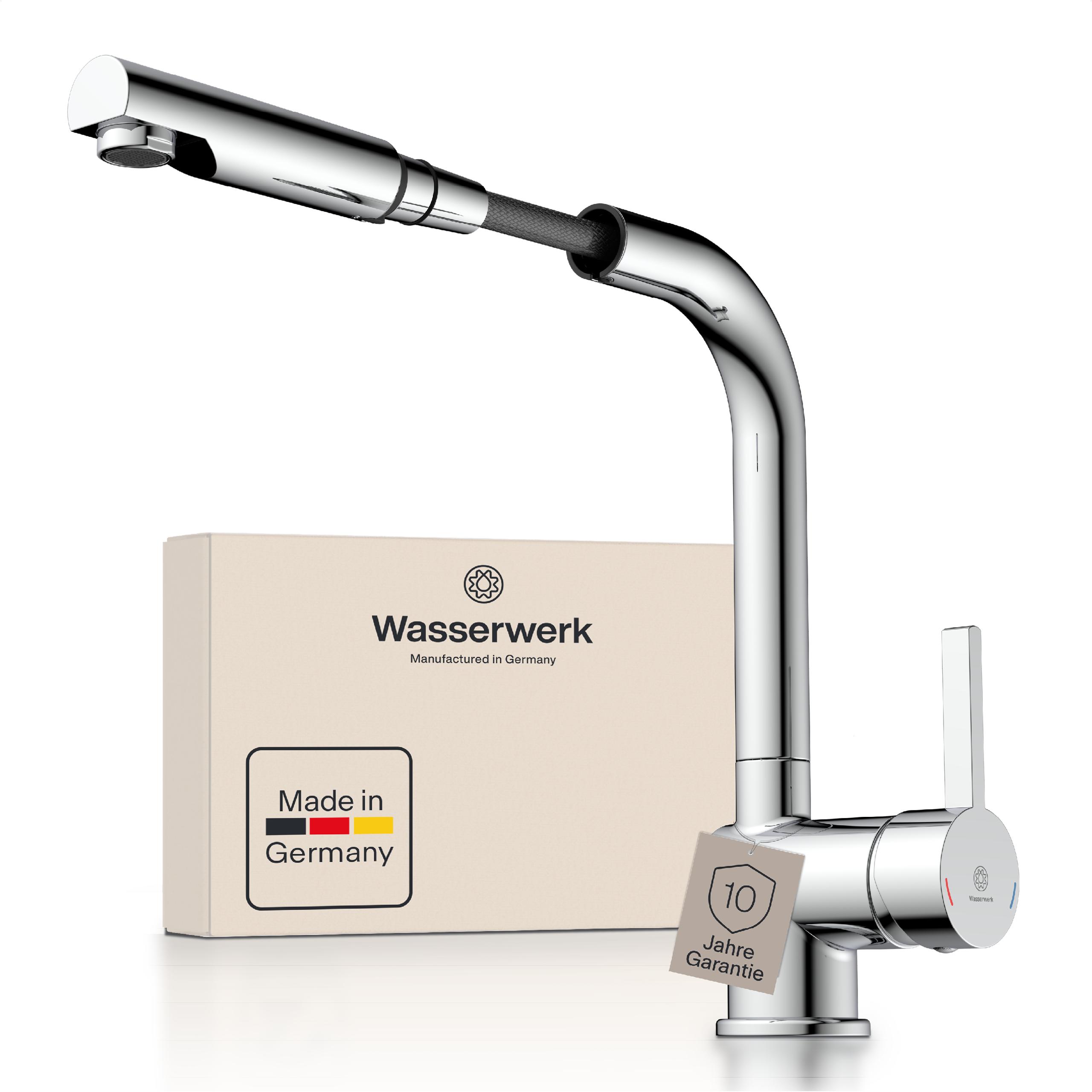 Spültischarmatur WASSERWERK, B:5,7cm H:29,8cm T:23,3cm, silber, Messing, Küche, Armaturen, "WK 4, Wasserhahn, Küche, Einhebelmischer", 360