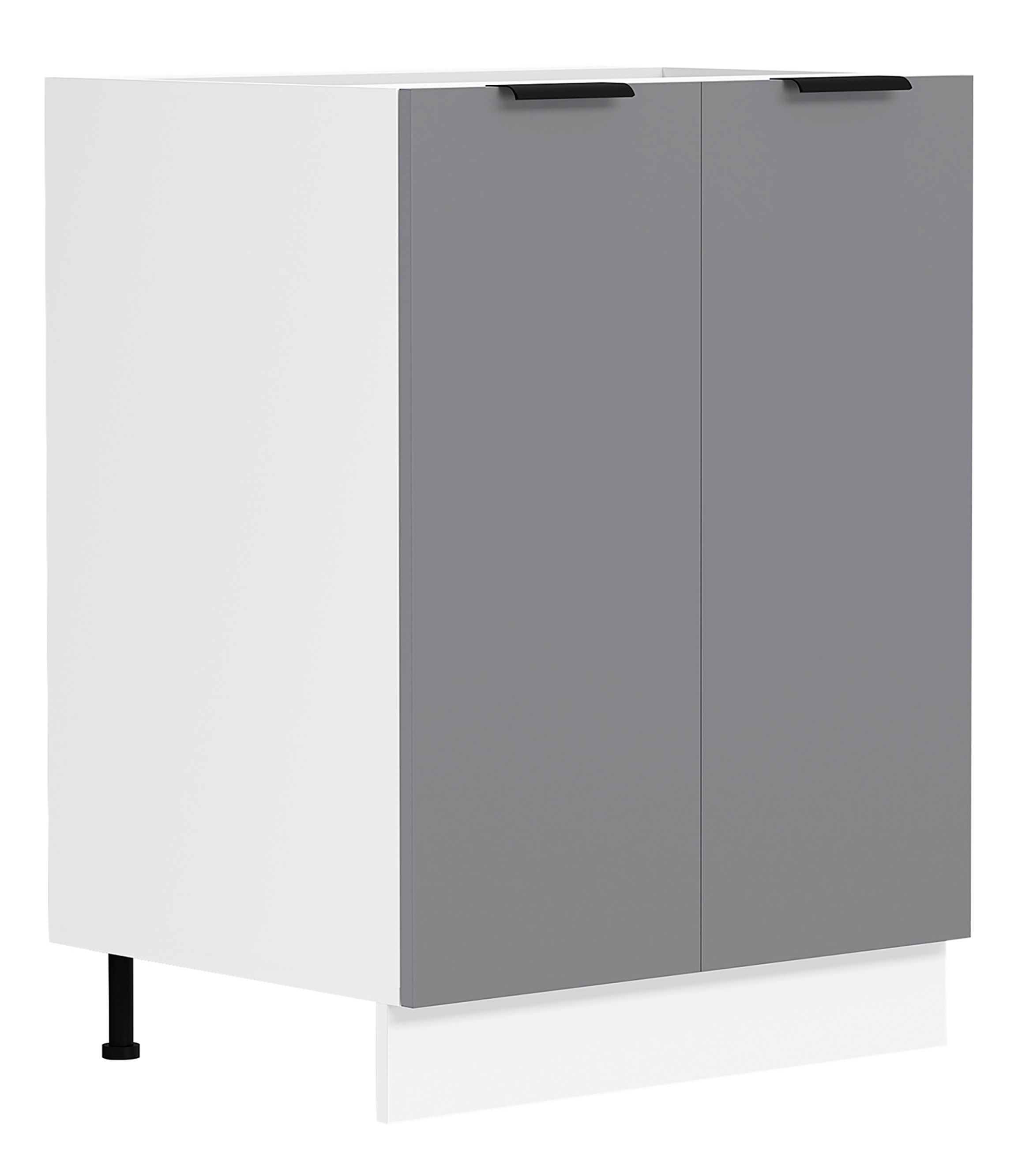 Unterschrank VCM, B:60cm T:46cmweiß, anthrazit, Obermaterial: 100% Holz Wood., Küche, Schränke, "Küchenschrank 60 cm Unterschrank Drehtüren Fasola"