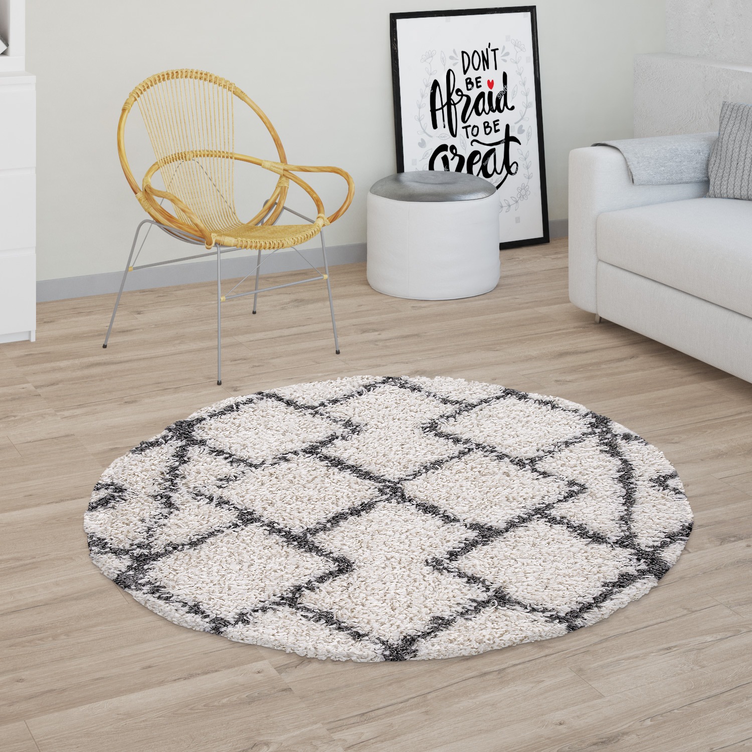 Paco Home Hochflor-Teppich "Kalmar 450" rund 44 mm Höhe Shaggy, Scandi Desi günstig online kaufen