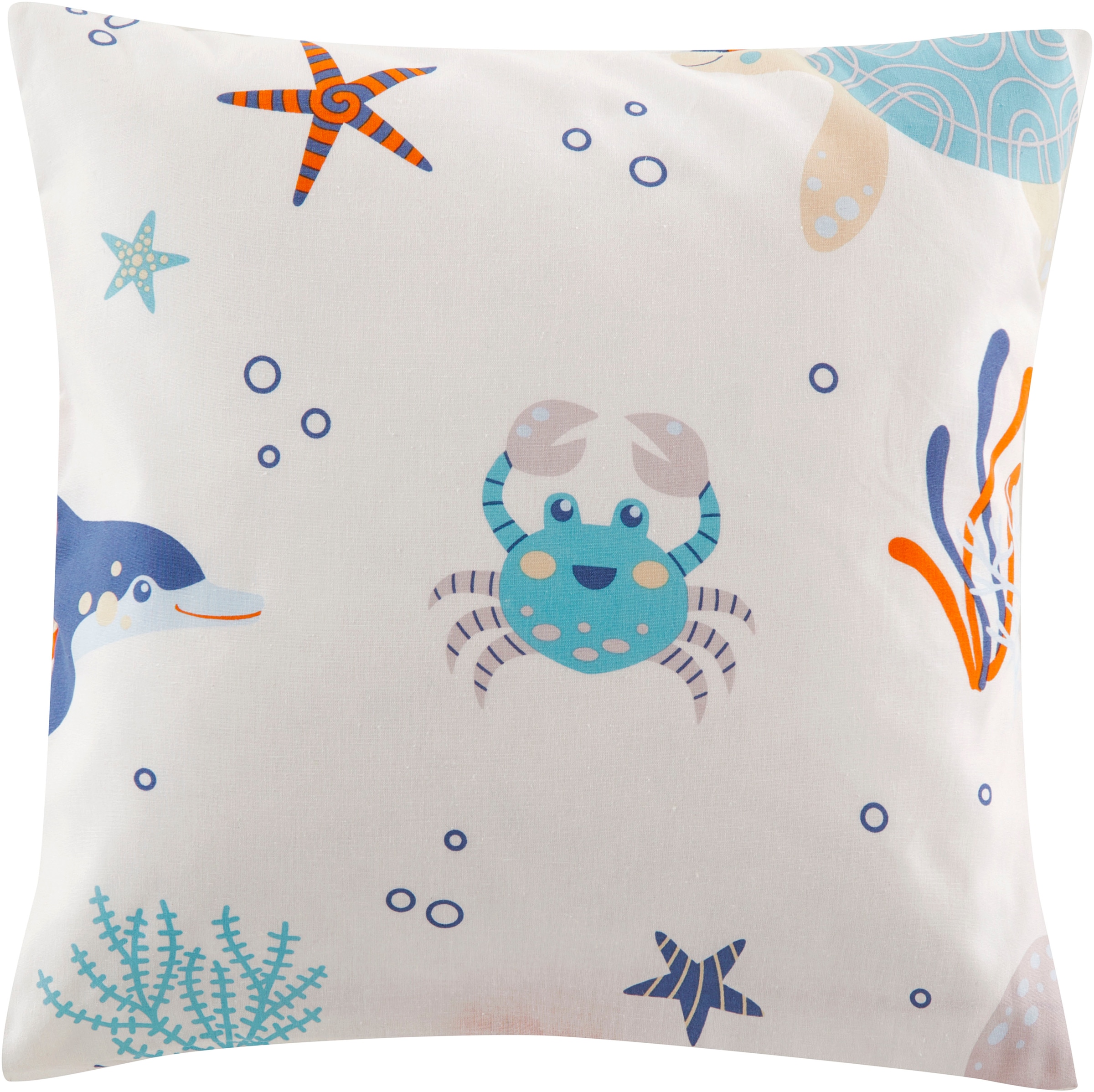 Lüttenhütt Dekokissen »OCEAN«, Kissenhülle, 2-er Set, ohne Füllung, Reißverschluß, Motiv: Fische, Wal