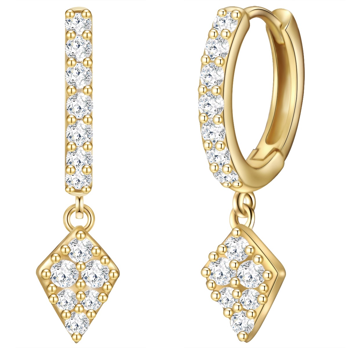 Paar Creolen GLANZSTÜCKE MÜNCHEN "Set: GSM1860", gelbgold, weiß, Ohrringe, Damen, 23,2,mit Zirkonia, Silber 925 (Sterlingsilber), aus Sterling Silber