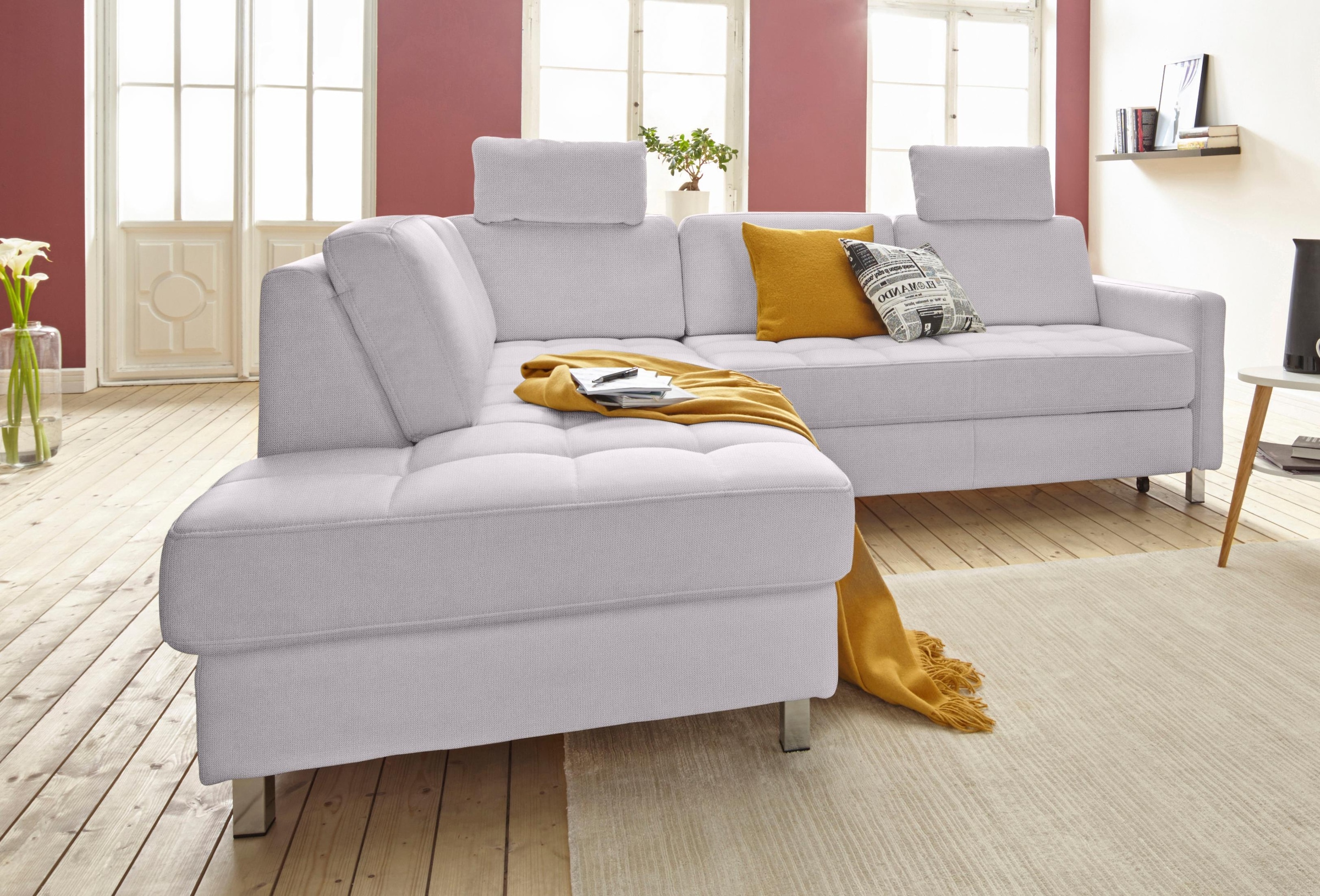 sit&more Ecksofa "Pablo L-Form", wahlweise mit Bettfunktion und Bettkasten