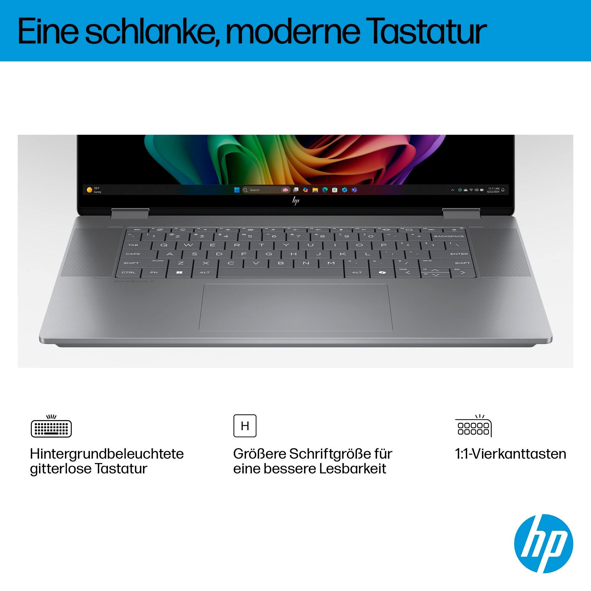 HP Convertible Notebook »OmniBook X Flip 16-ar0077ng«, 40,6 cm, / 16 Zoll, AMD, Ryzen™ AI 7, Radeon 860M, 512 GB SSD