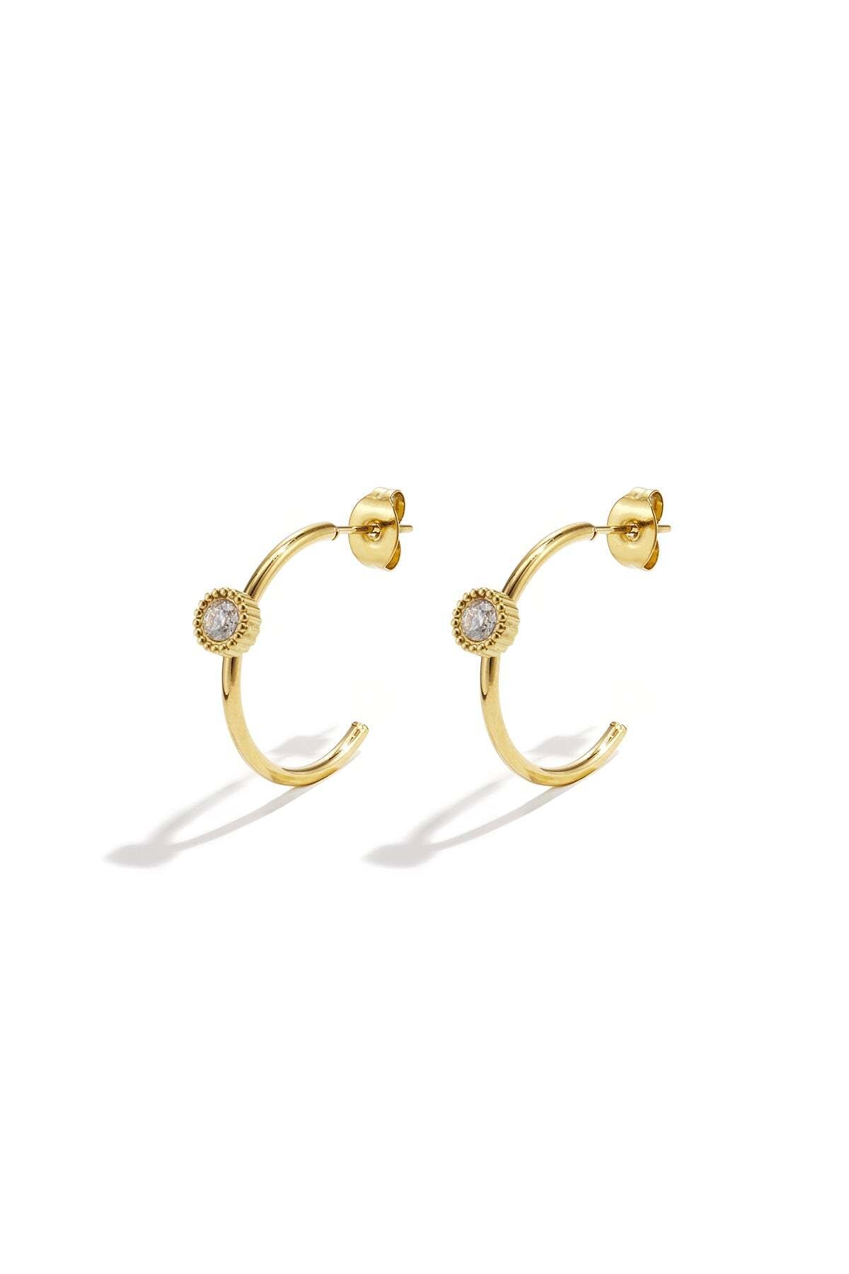 Adelia´s Paar Ohrhänger »LIVAYA Ohrringe Creolen mit rundem Strass-Element aus Edelstahl« Stylisch akzentuiert durch das runde Strass-Element