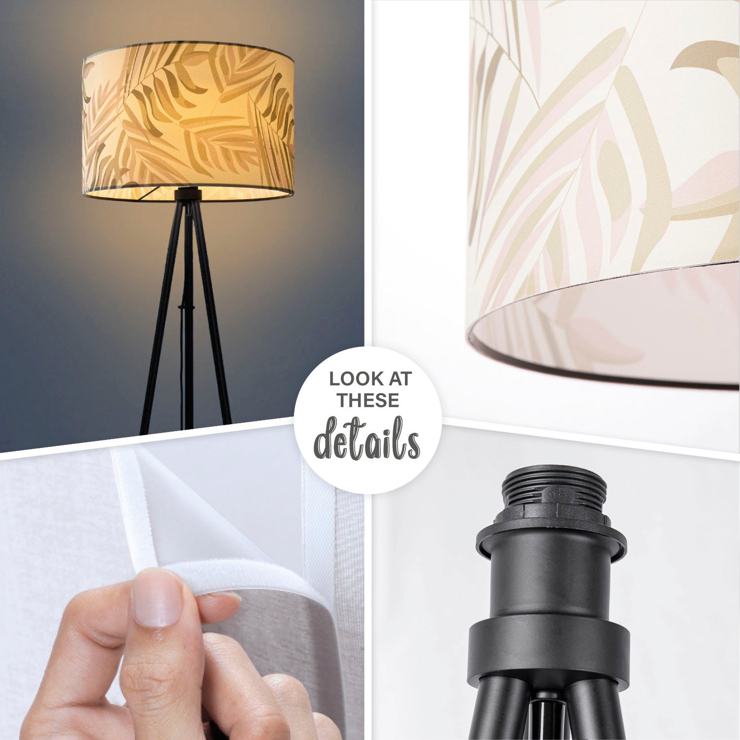 Paco Home Stehlampe »Trina Kuba«, Leuchtmittel E27 | ohne Leuchtmittel, Stehlampe Wohnzimmer Schlafzimmer Lampenschirm Beige Palme Stoff