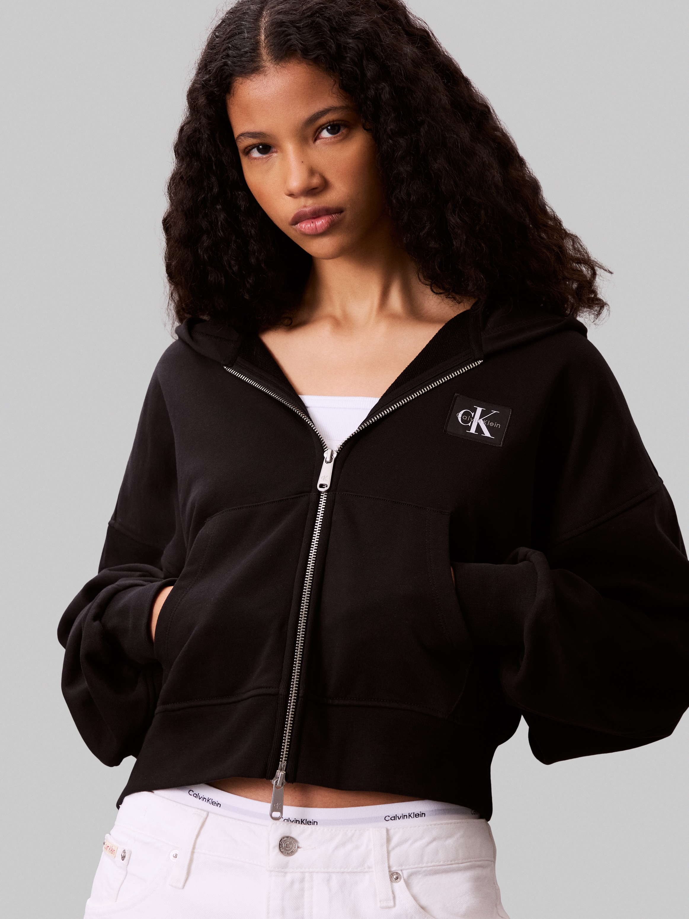 Calvin Klein Jeans Sweatjacke "A- FRNCH TRRY BDG LG" Oversized Fit, mit Kap günstig online kaufen