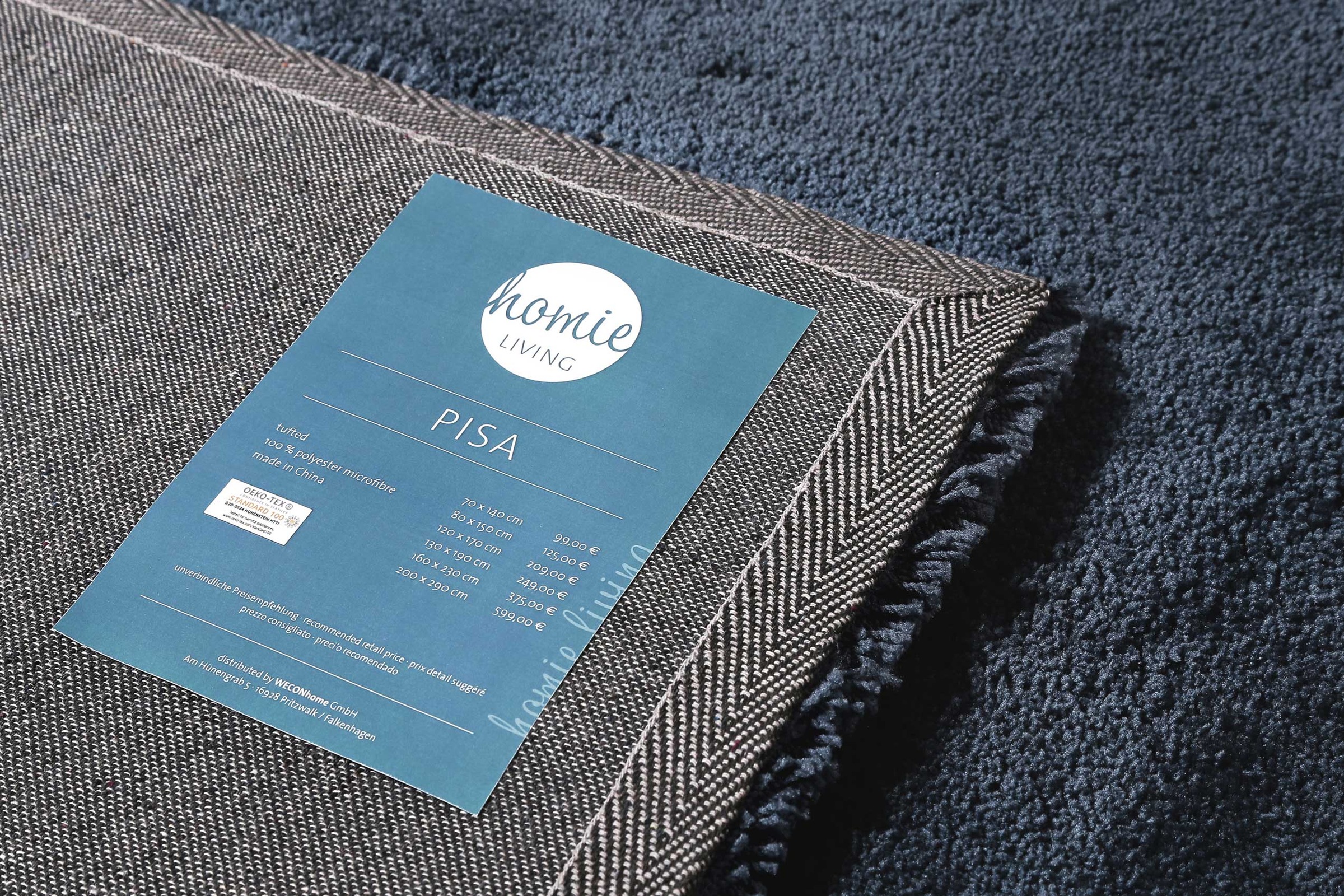 Homie Living Teppich »Pisa«, rund, 25 mm Höhe, Hochflor, Microfaser, uni, weich, Shaggy, Wohnzimmer, Schlafzimmer