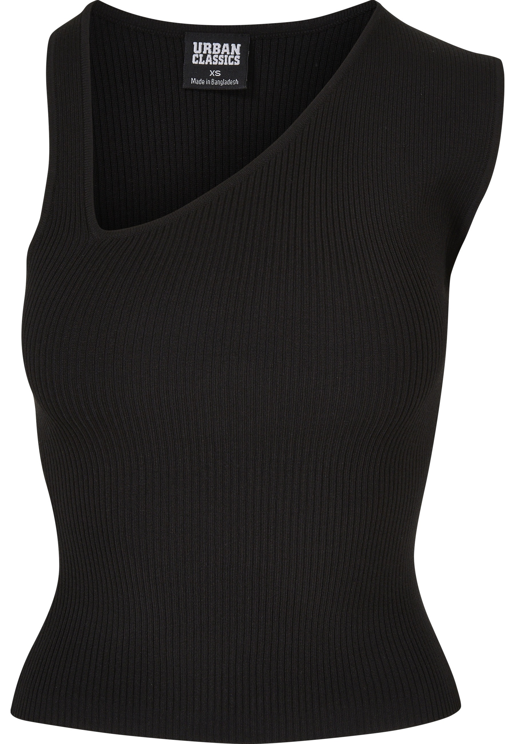 URBAN CLASSICS Yoga & Relax Shirt "Urban Classics Damen Ladies Rib Knit Asymmetric Top" 1 Stk.