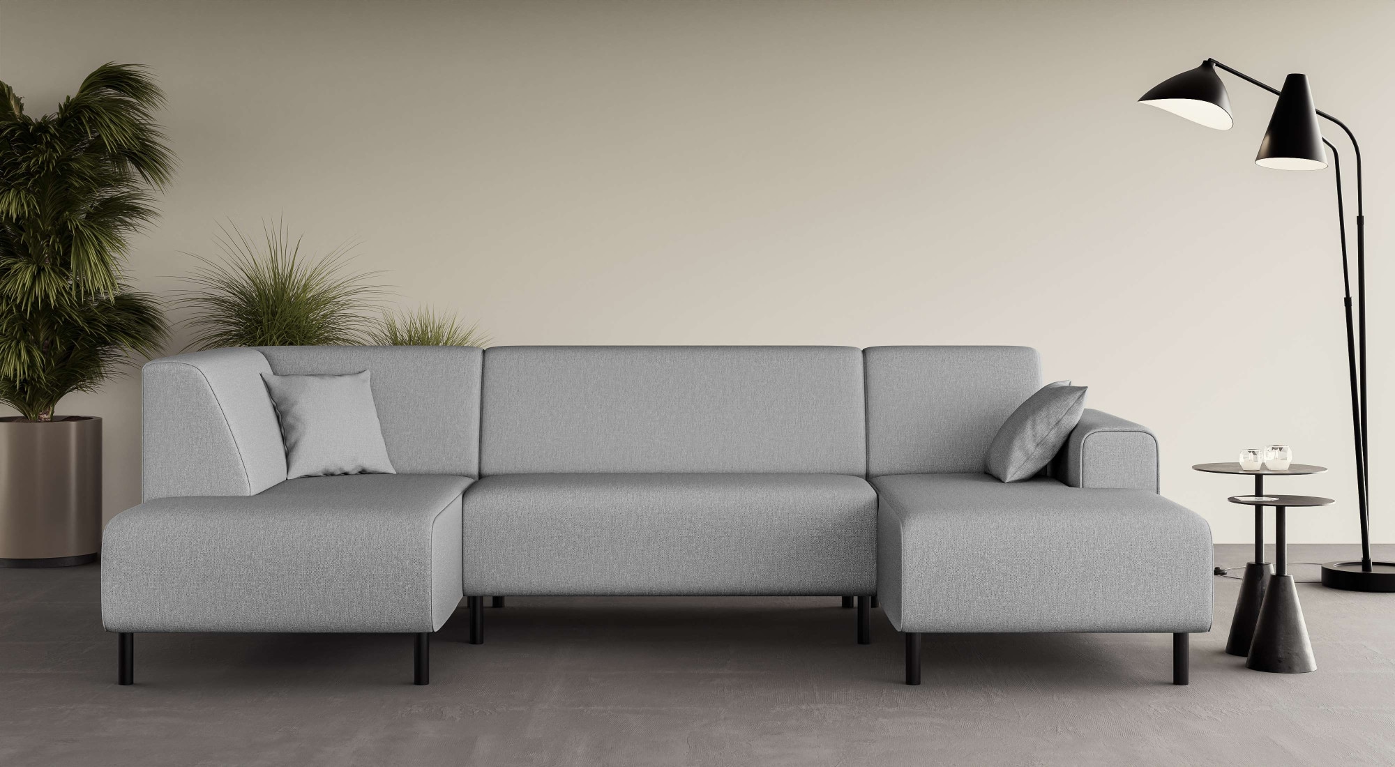 OTTO home Wohnlandschaft "ARROS U-Form mit Wellenunterfederung, Maße B/T/H: 300/163/81 cm" incl. Zierkissen, mit Recamiere links/rechts bestellbar, auch in Cord