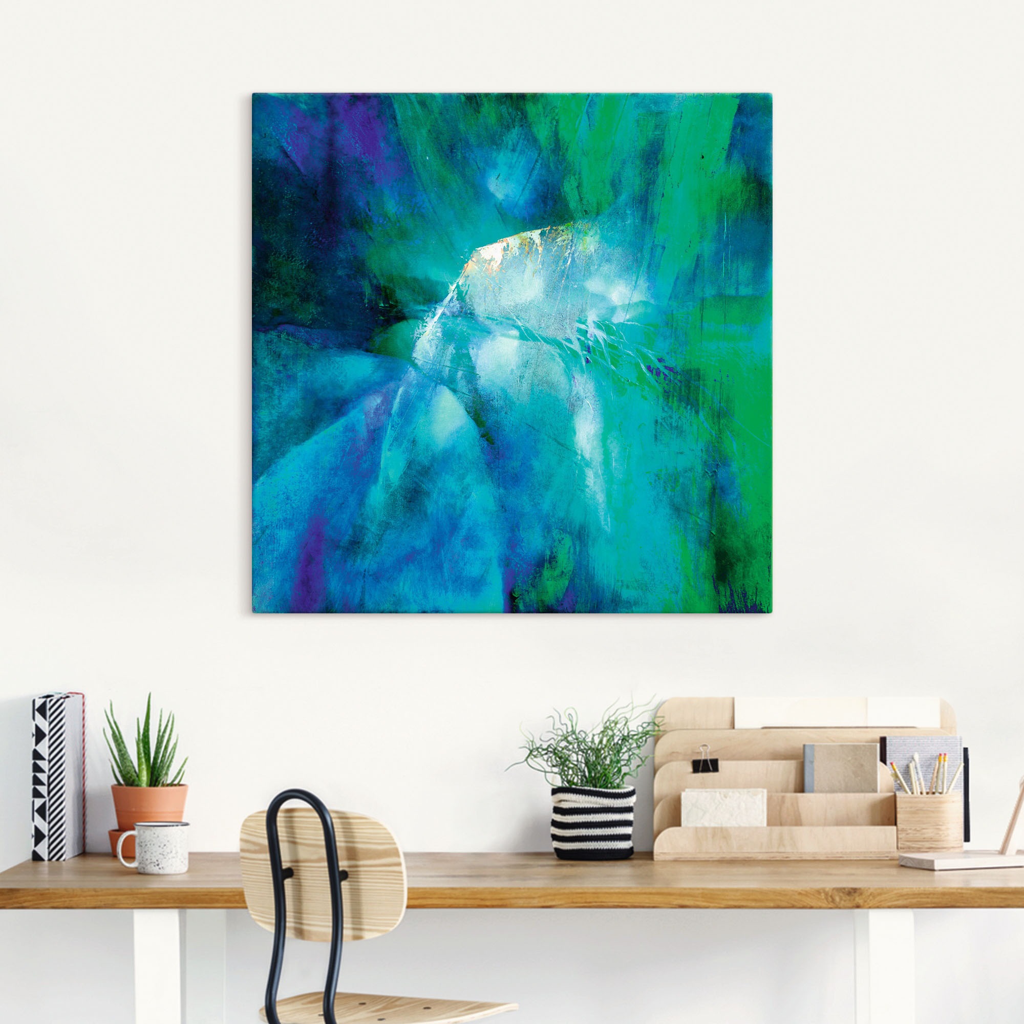 Artland Wandbild "Abstrakte Komposition in türkis" Gegenstandslos 1 Stk. tl günstig online kaufen