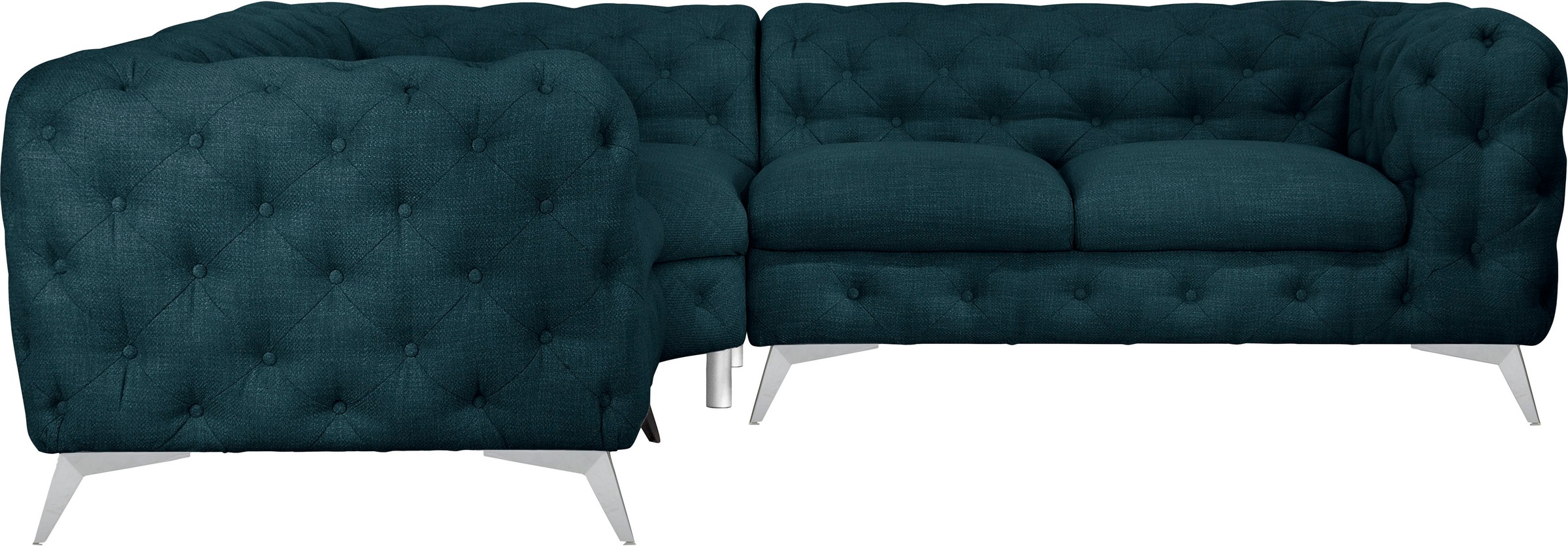 Thumbnail - Leonique Chesterfield-Sofa "Ecksofa GLYNIS L-Form mit Wellenunterfederung, Maße B/T/H 264/264/75cm", aufwändige Knopfhef...