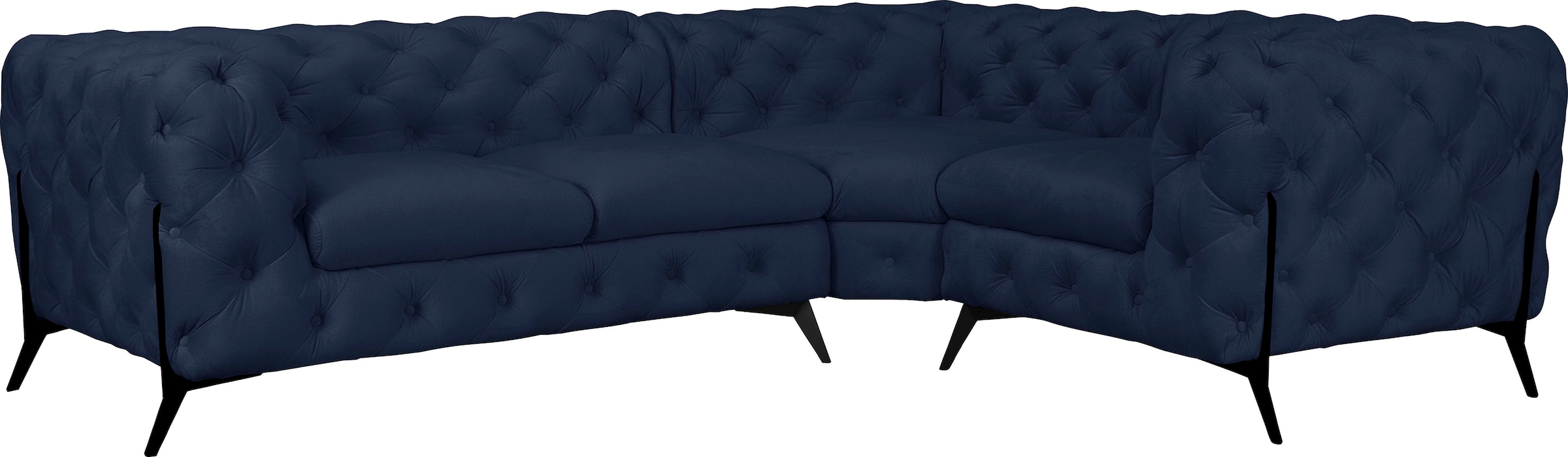 Leonique Chesterfield-Sofa »Amaury L-Form«, moderne Chersterfield-Optik, Breite 262 cm, Fußfarbe wählbar