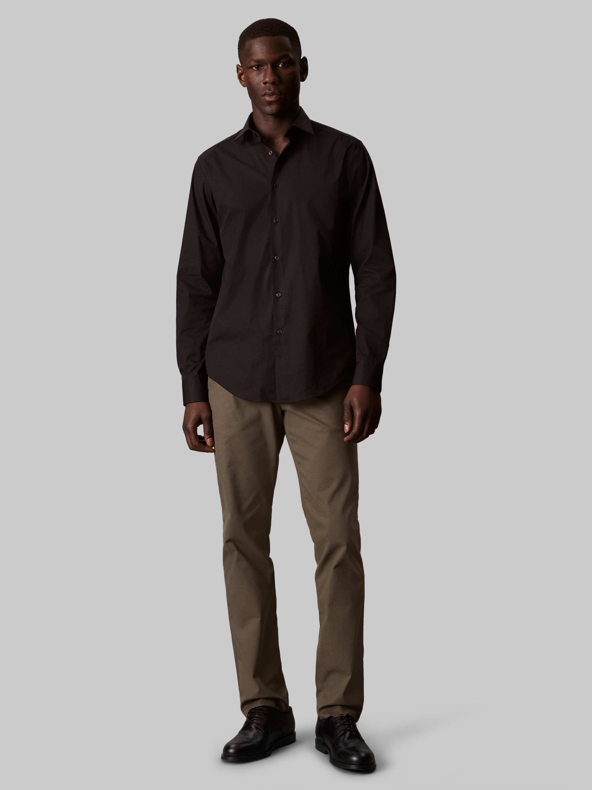 Calvin Klein Businesshemd »REG ESNTL POPLIN STR SLD« Regular fit, mit Rundhalsausschnitt