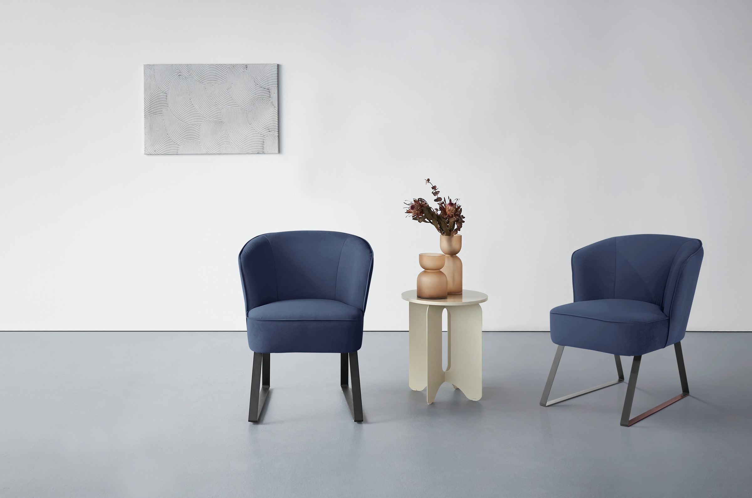 exxpo - sofa fashion Sessel »Americano, Loungesessel«, mit Keder und Metallfüßen, Bezug in verschiedenen Qualitäten, 1 Stck.