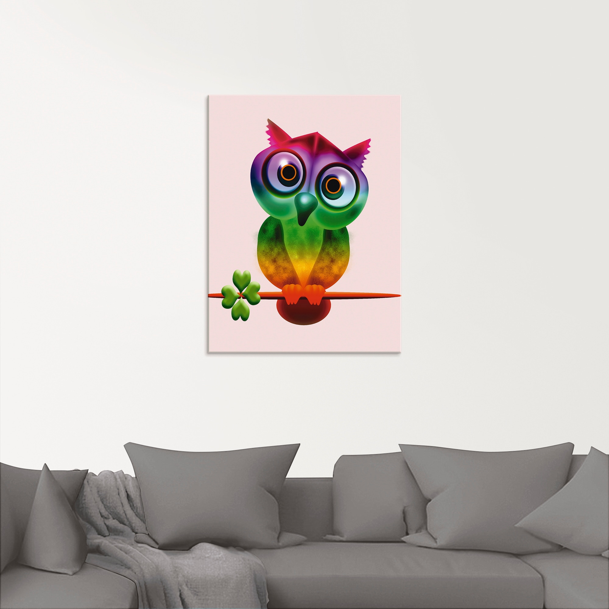 Artland Glasbild »Bunte Eule«, Vögel, (1 St.), in verschiedenen Größen
