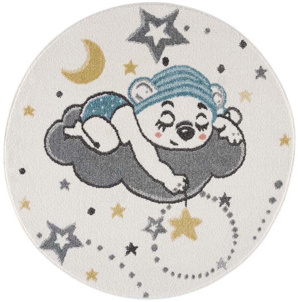 Carpet City Kinderteppich »Anime9385«, rund, Babyteppich, Sterne, Mond, Nachthimmel, Weicher Flor, Pflegeleicht