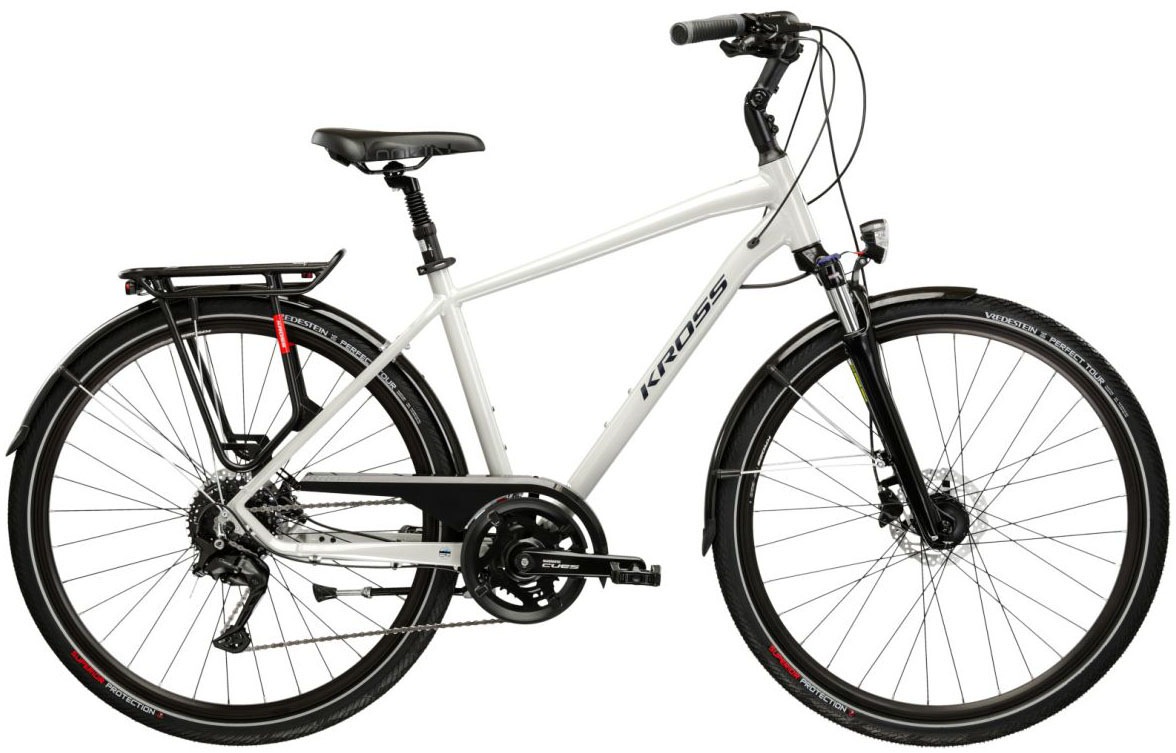 KROSS Trekkingrad "Herren-Trekkingrad 28" Trans 5.0 Grau 18 Gänge", 48cm, 28 Zoll (71,12cm) hinten: 28 Zoll (71,12cm)grau, schwarz, Fahrräder