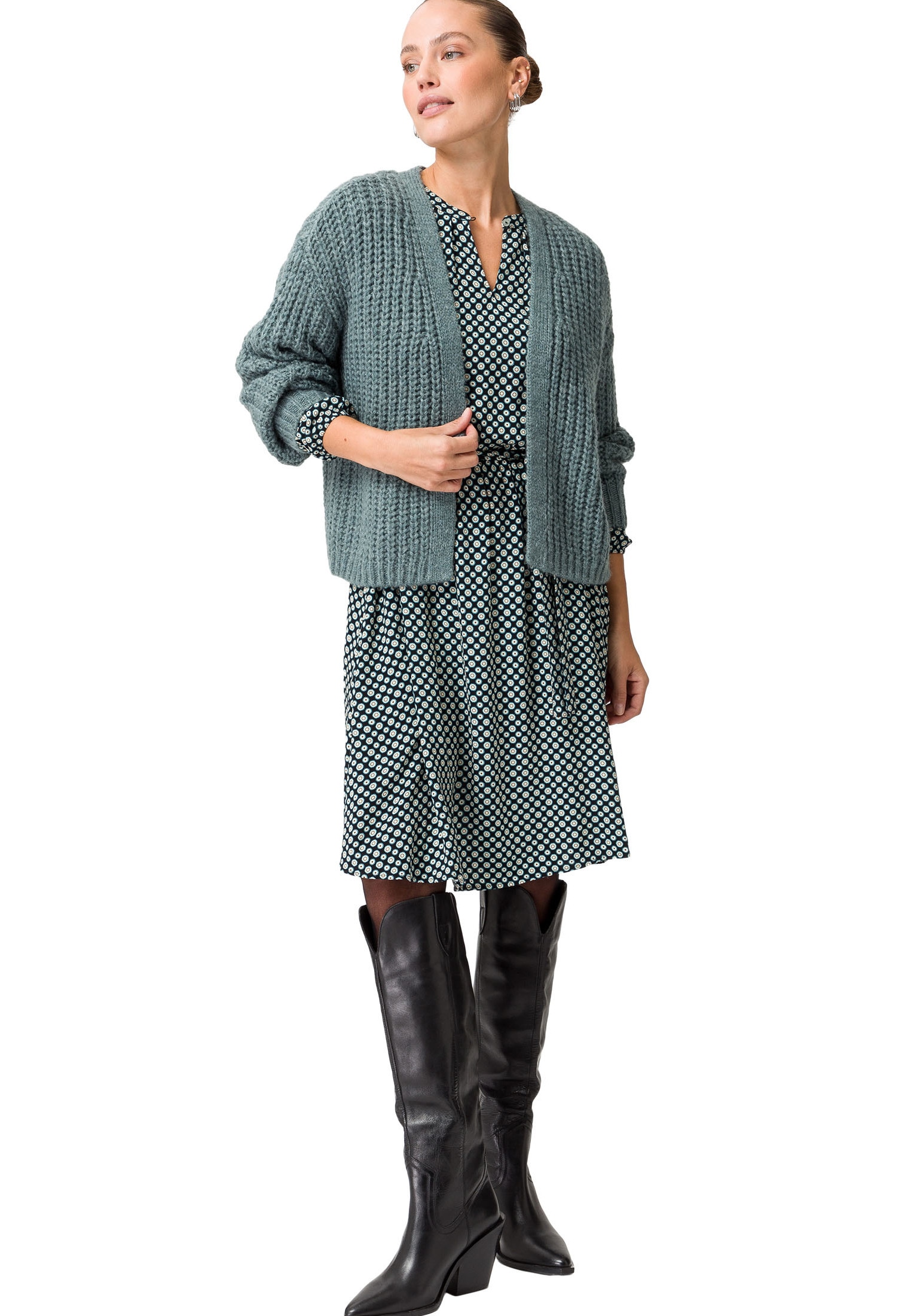 Zero Strickjacke »zero Grobstrickjacke offener Style«, Plain/ohne Details