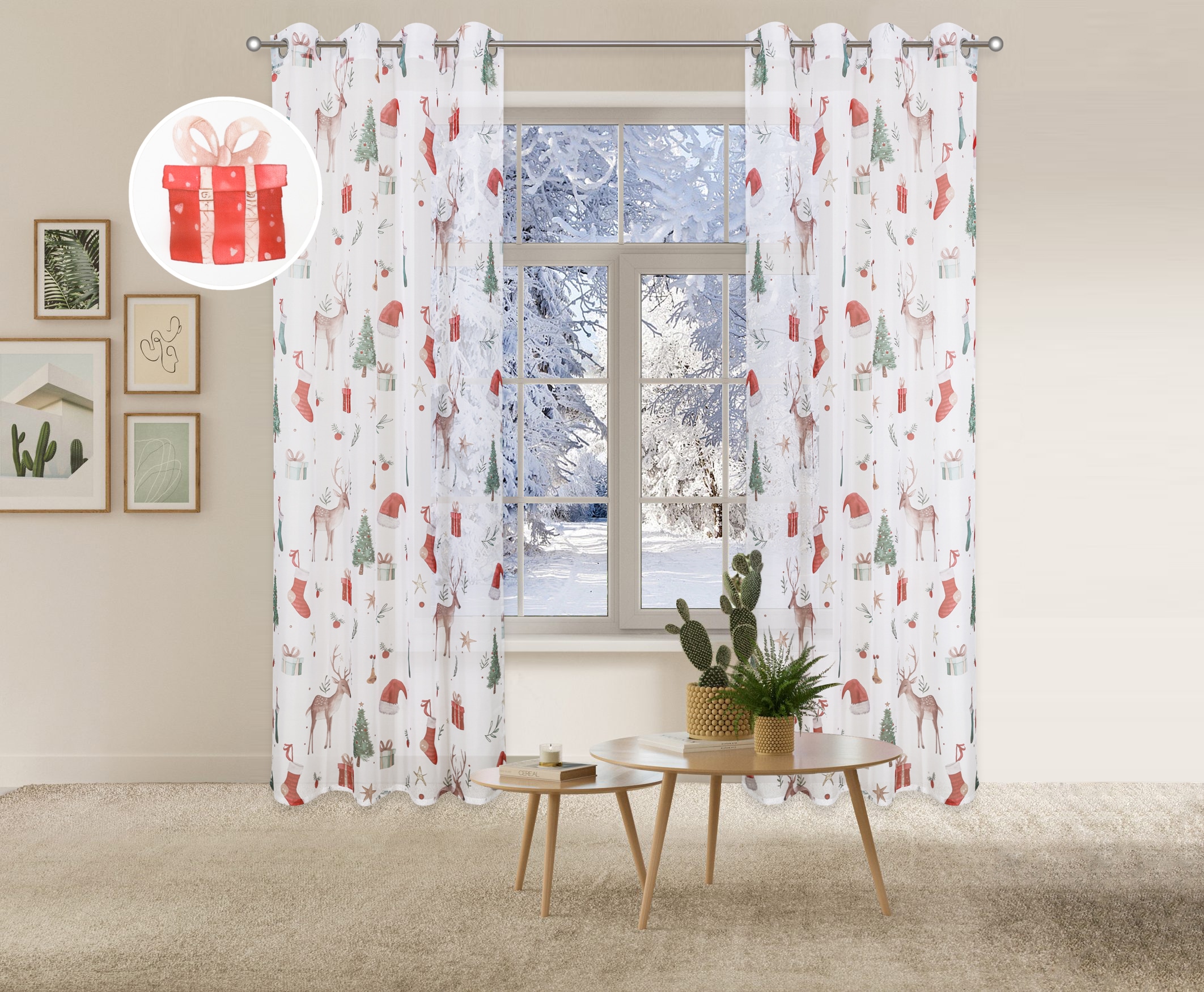 OTTO home Gardine "Olwyn" Ösen 1 Stk. tlg. weihnachtlich günstig online kaufen