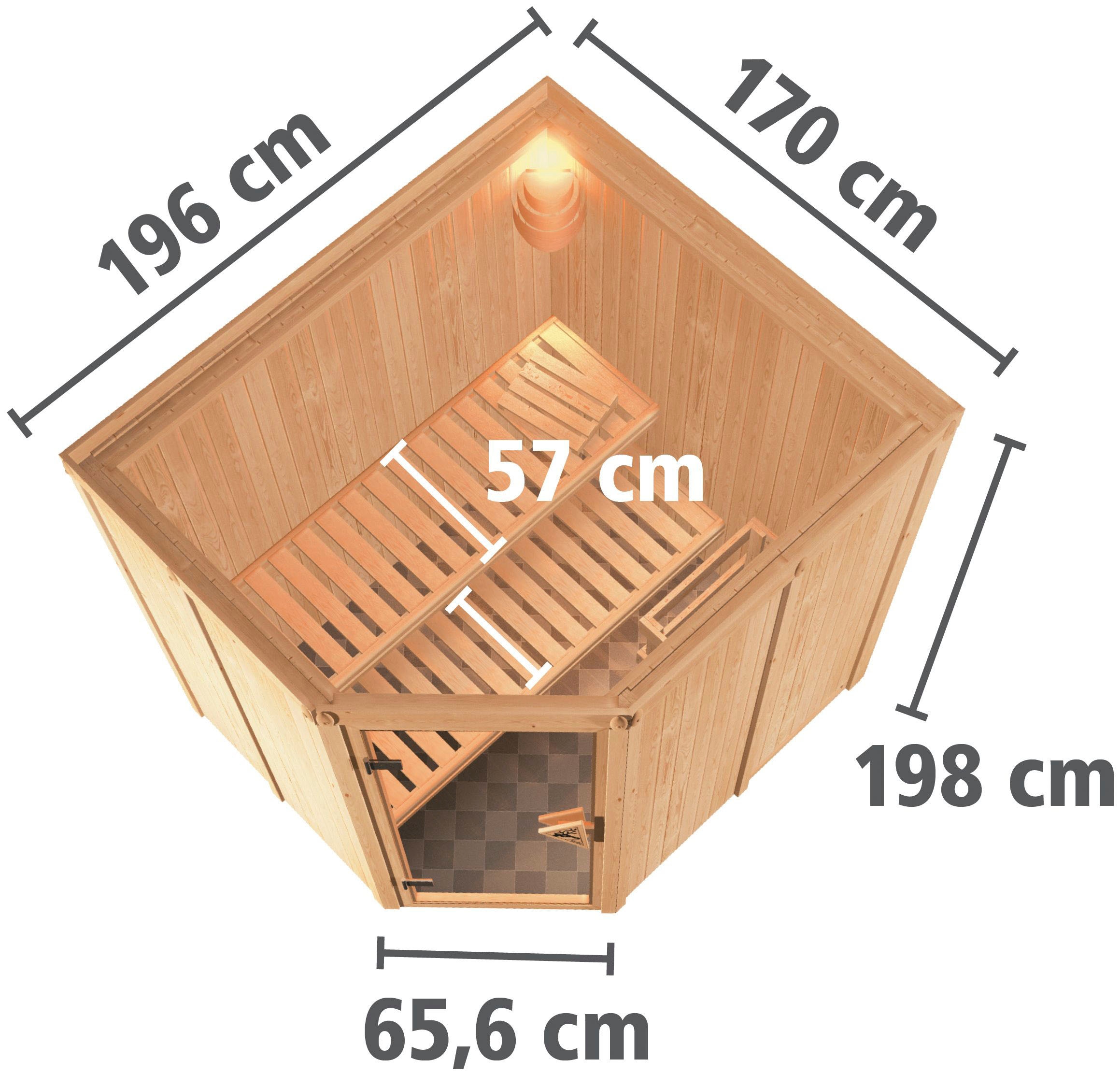 Karibu Sauna »Siirin« Set,  Ofen 9 kW integr. Strg