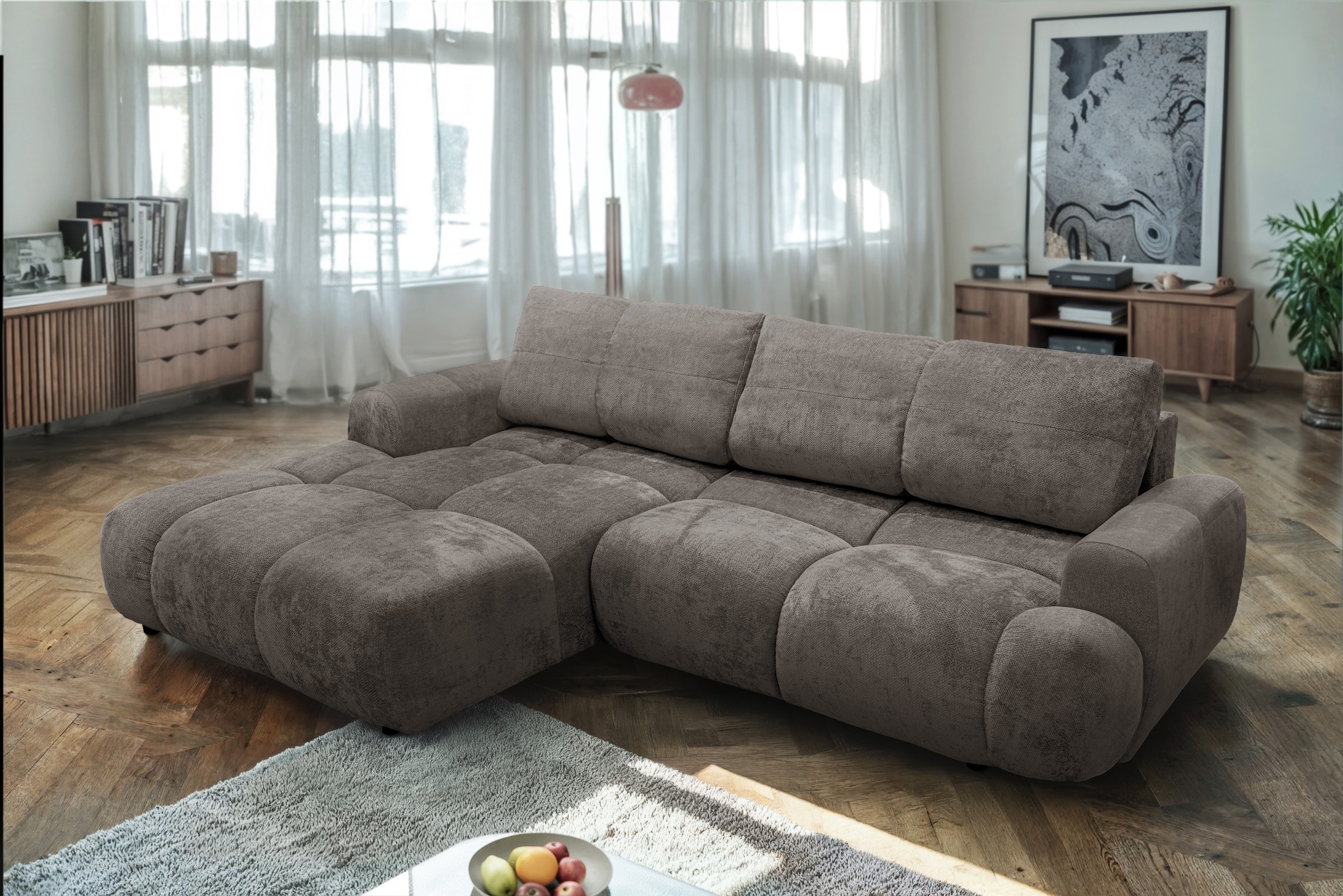 exxpo - sofa fashion Ecksofa inkl. Bettfunktion und Bettkasten,toller Sitzkomfort, Steppung im Sitz