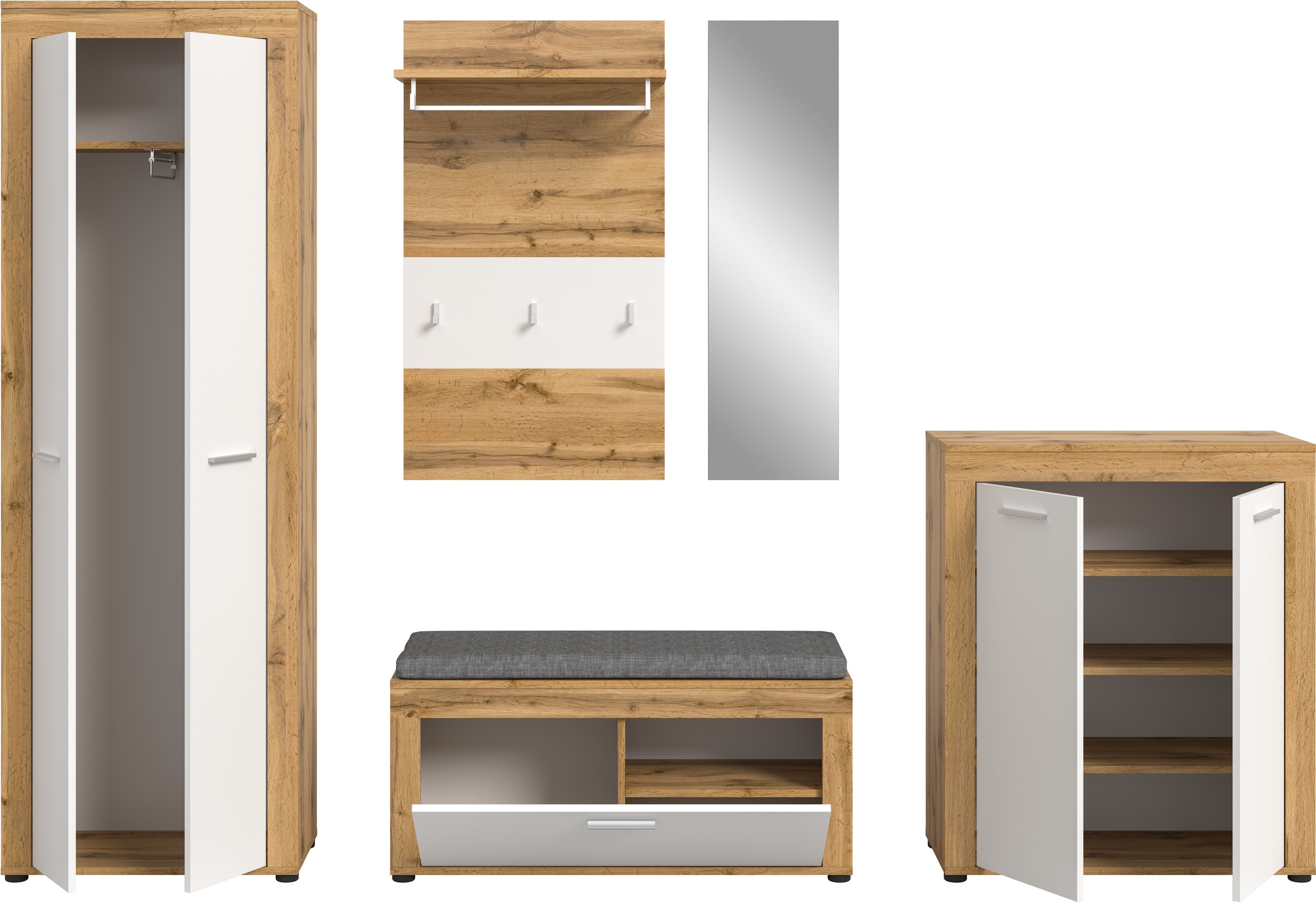 INOSIGN Garderoben-Set, (Set, 6 St.), Aosta, Höhe 191 cm, Garderobenset, Flur, Diele