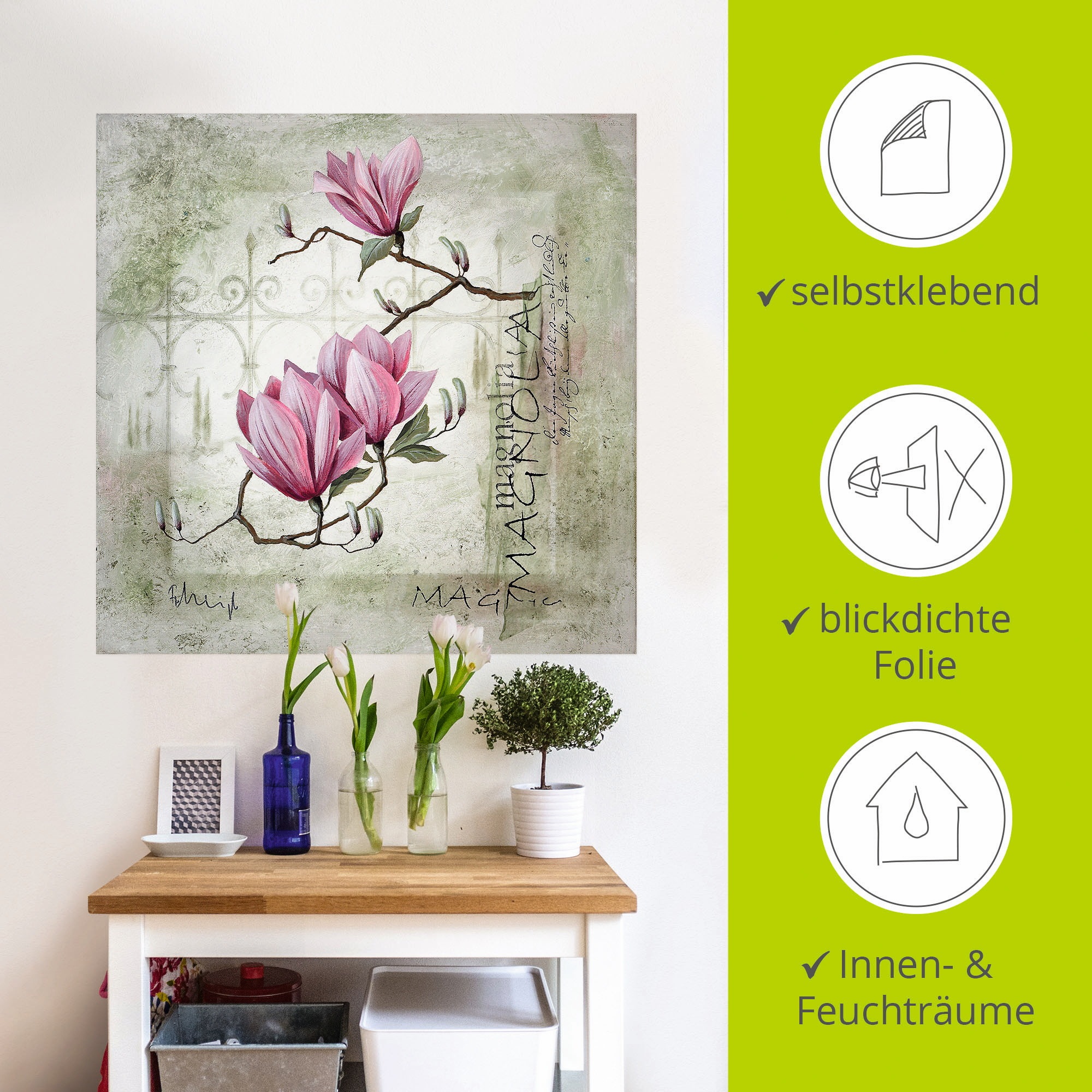 Artland Wandbild »Pinke Magnolie«, Blumen, (1 St.), als Leinwandbild, Poster, Wandaufkleber in verschied. Größen