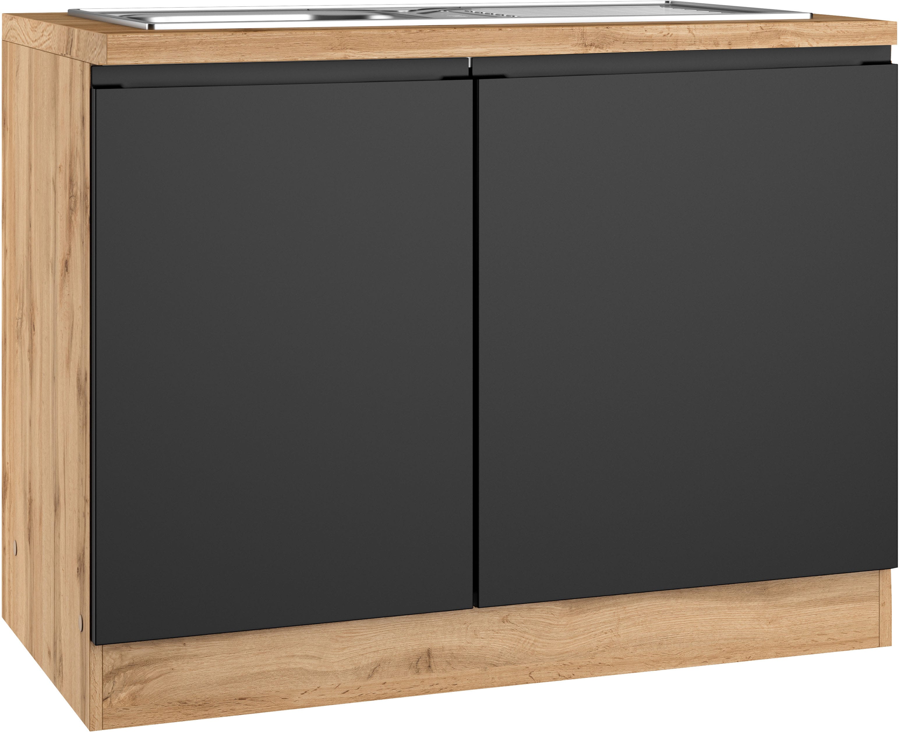 KOCHSTATION Spülenschrank "KS-Virginia,neu in verbesserter Ausführung" Stauraum, Softclose, ohne Armatur, Breite 110 cm, inklusive Einbauspüle, Soft-Close