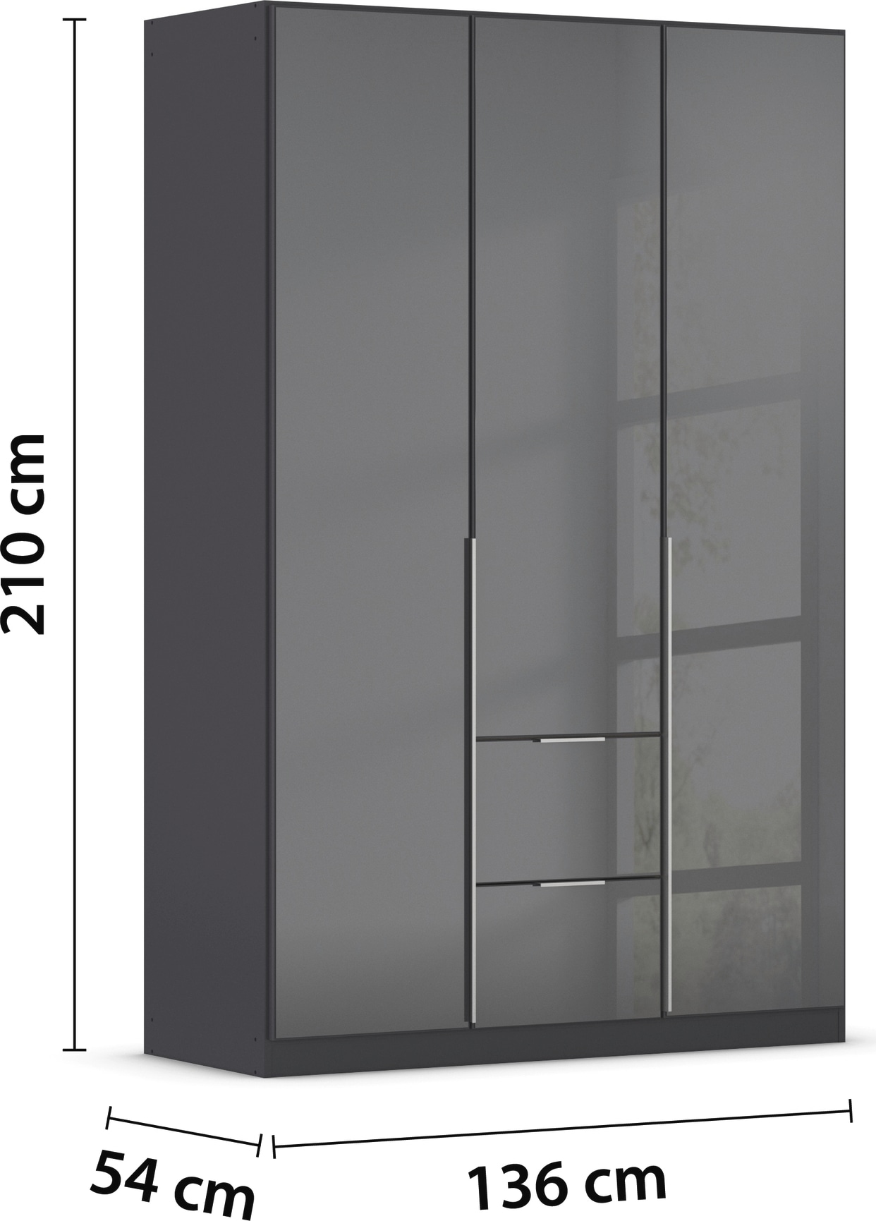 rauch Drehtürenschrank »Kleiderschrank Kleiderschränke Schrank Garderobe AGORDO mit Glasfront«, (in zwei Griff-Farben mit Glasfront), mit Außenschubkästen, in 6 Breiten und 2 Höhen MADE IN GERMANY