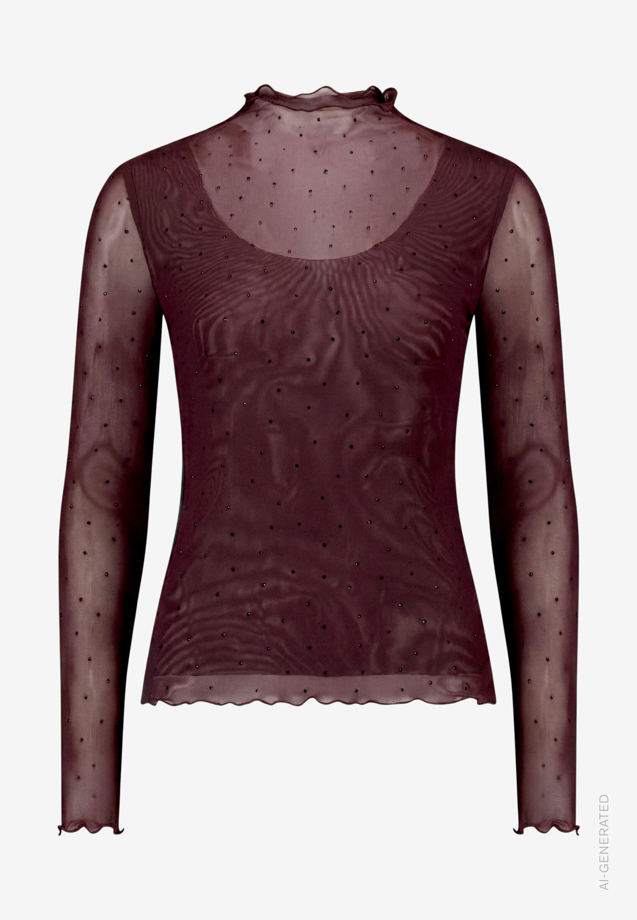 Zero Langarmshirt Mesh-Shirt mit Glitzersteinen / Transparent