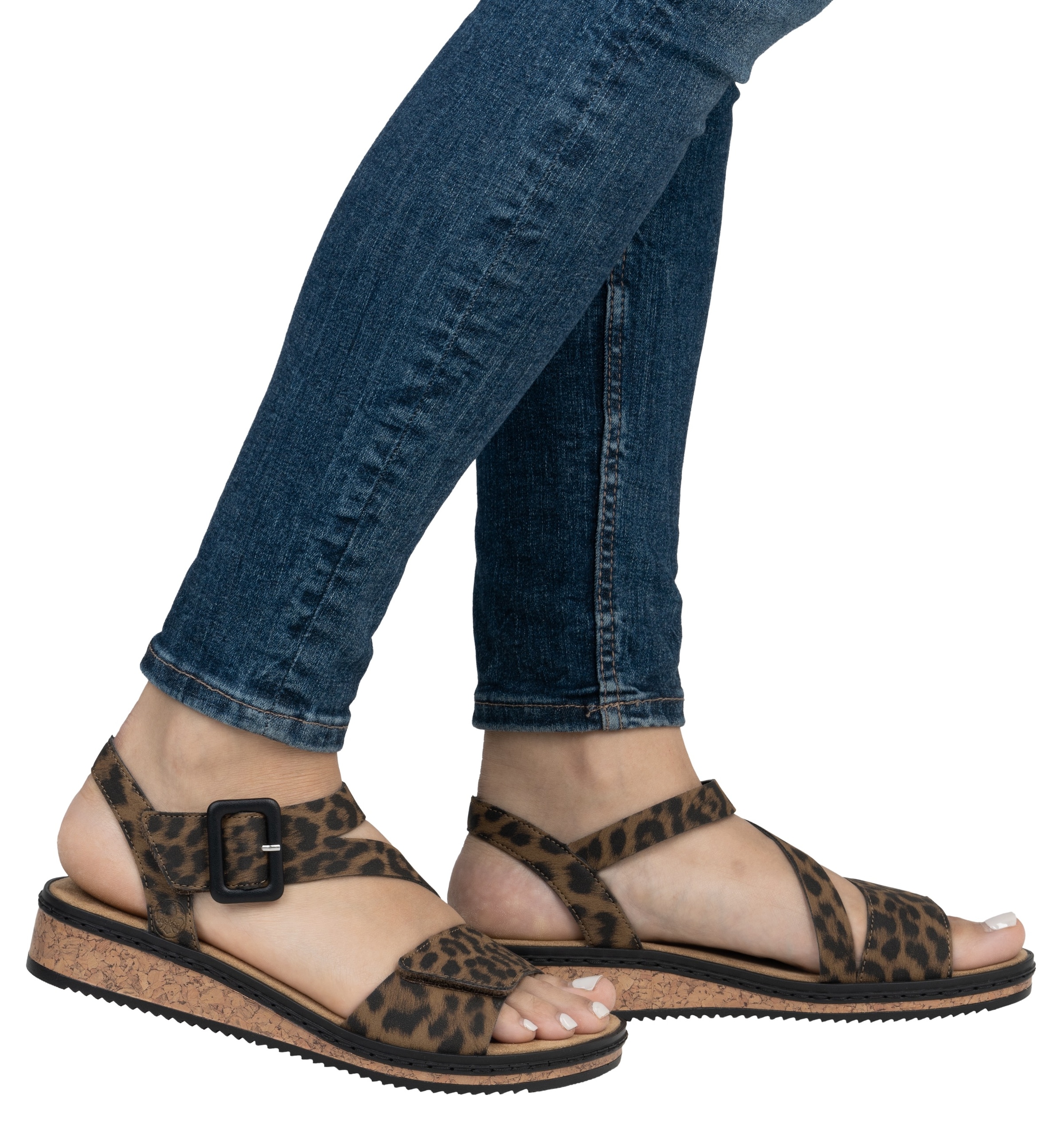Rieker Riemchensandale, Sommerschuh, Sandalette, Keilabsatz, mit asymmetrischem Riemchen
