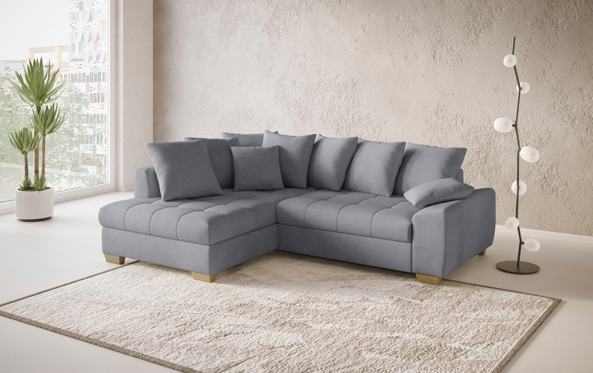 Mr. Couch Ecksofa »Nikita II, L-Form«, Wahlweise mit Bettfunktion, Bettkasten & RGB-LED-Beleuchtung