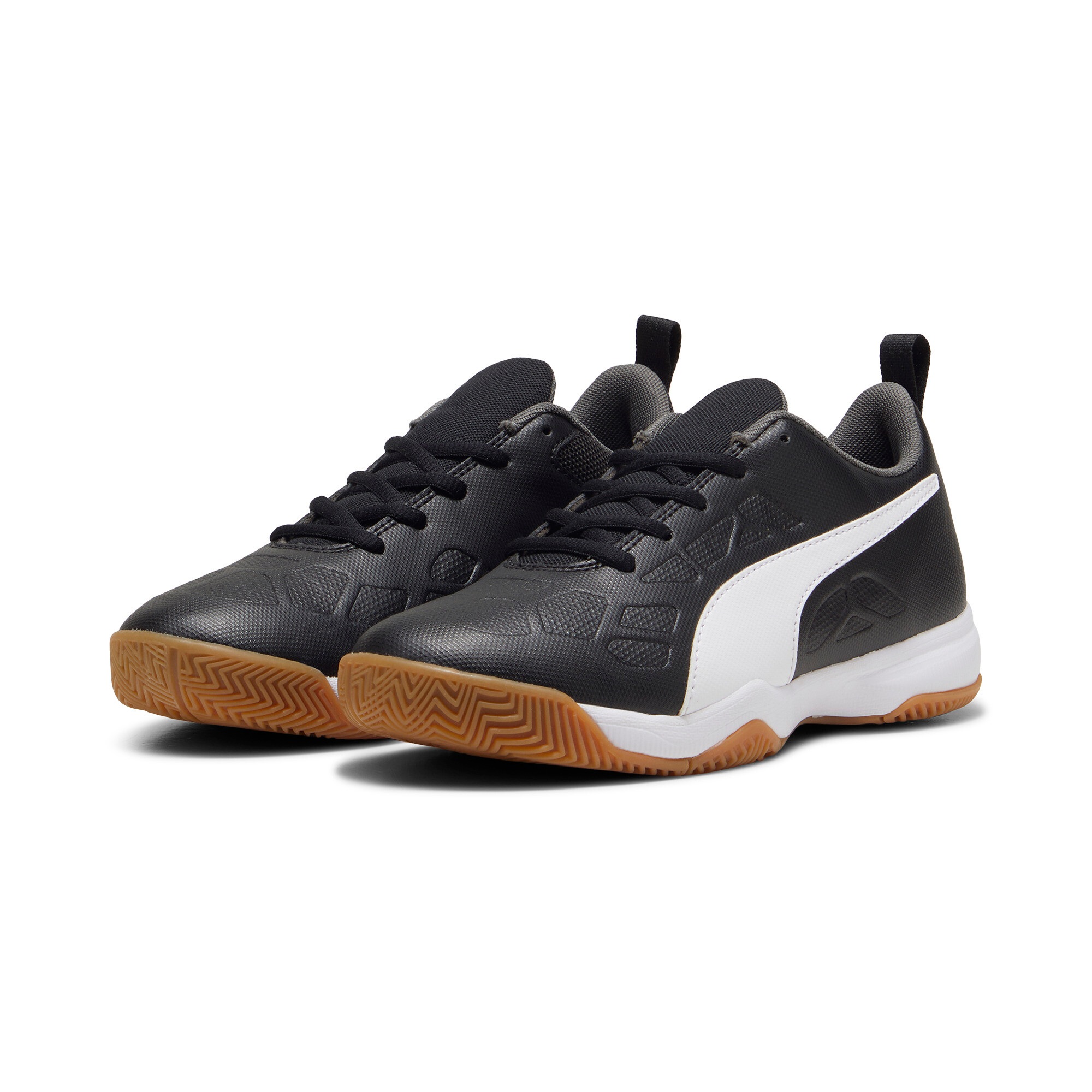 PUMA Kinder Hallenschuh "TENAZ JR", Gr. 35, schwarz-weiß, Synthetik, Schuhe
