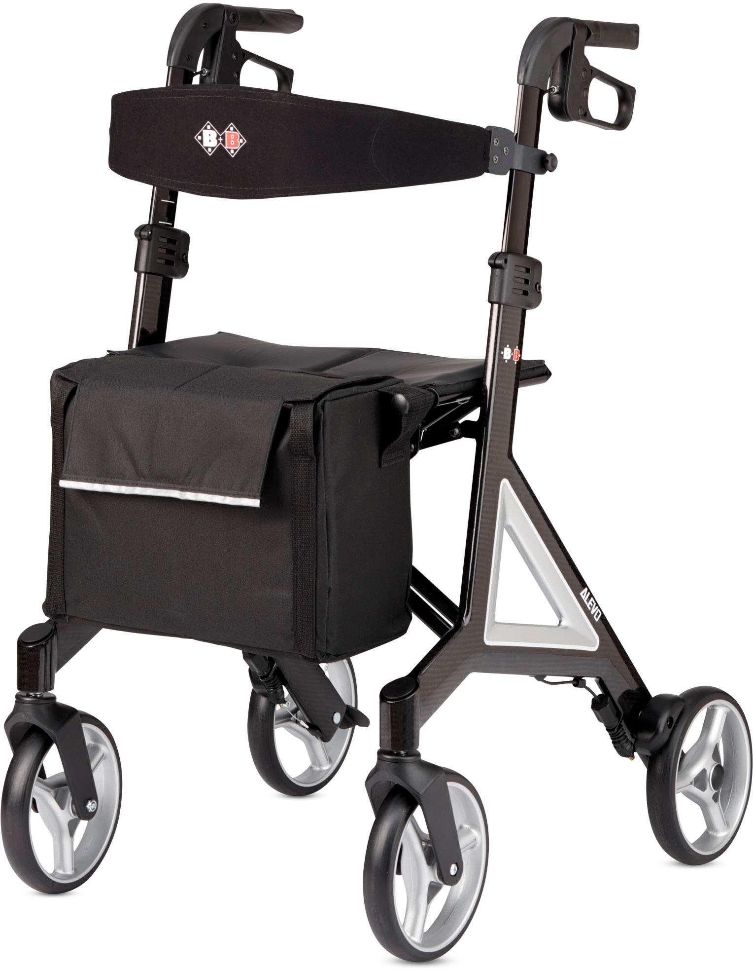 Bischoff & Bischoff Rollator »Alevo Carbon«, faltbar – Ultra leicht Rollator aus Carbon mit abnehmbarer Tasche