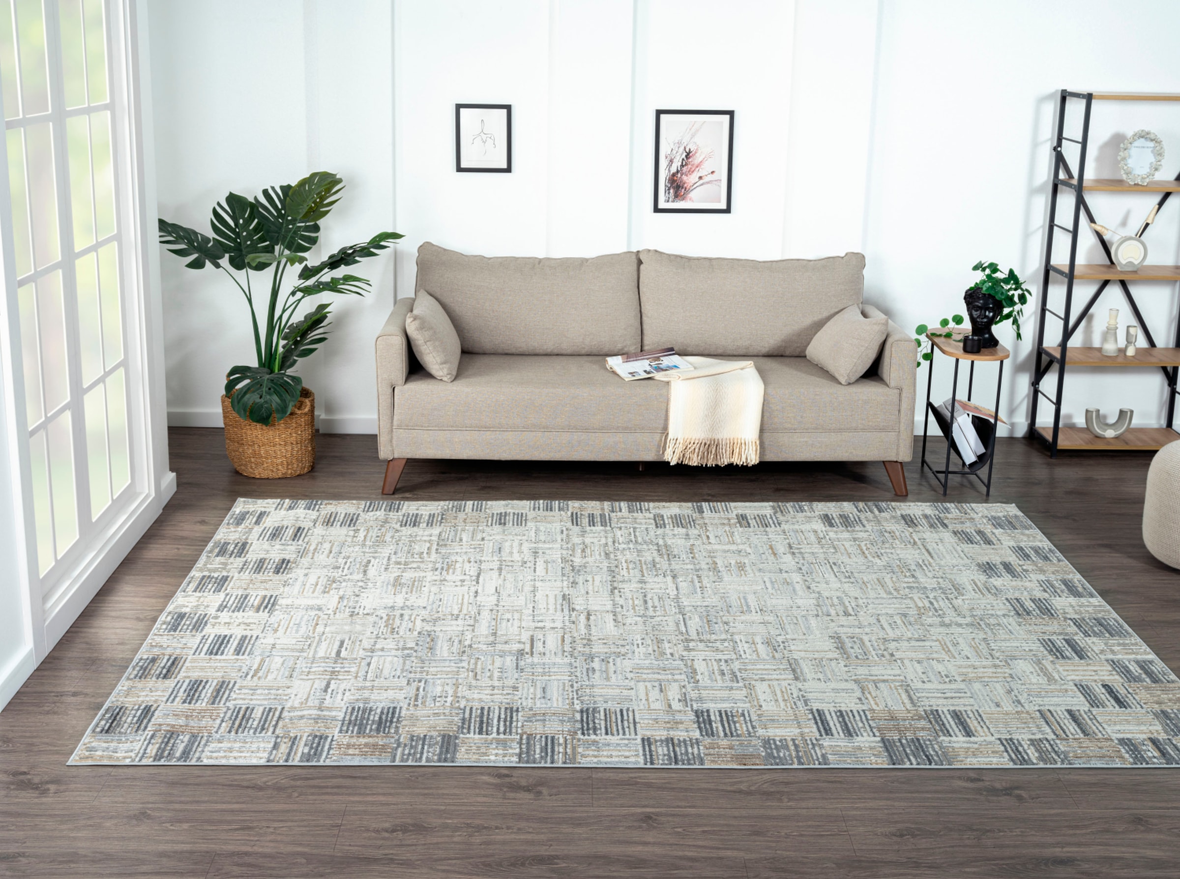 Myflair Möbel & Accessoires Teppich »My Mood Lagerräumung«, rechteckig, 8 mm Höhe, Kurzflor, Scandi-Design, mit Bordüre, besonders weich durch Microfaser