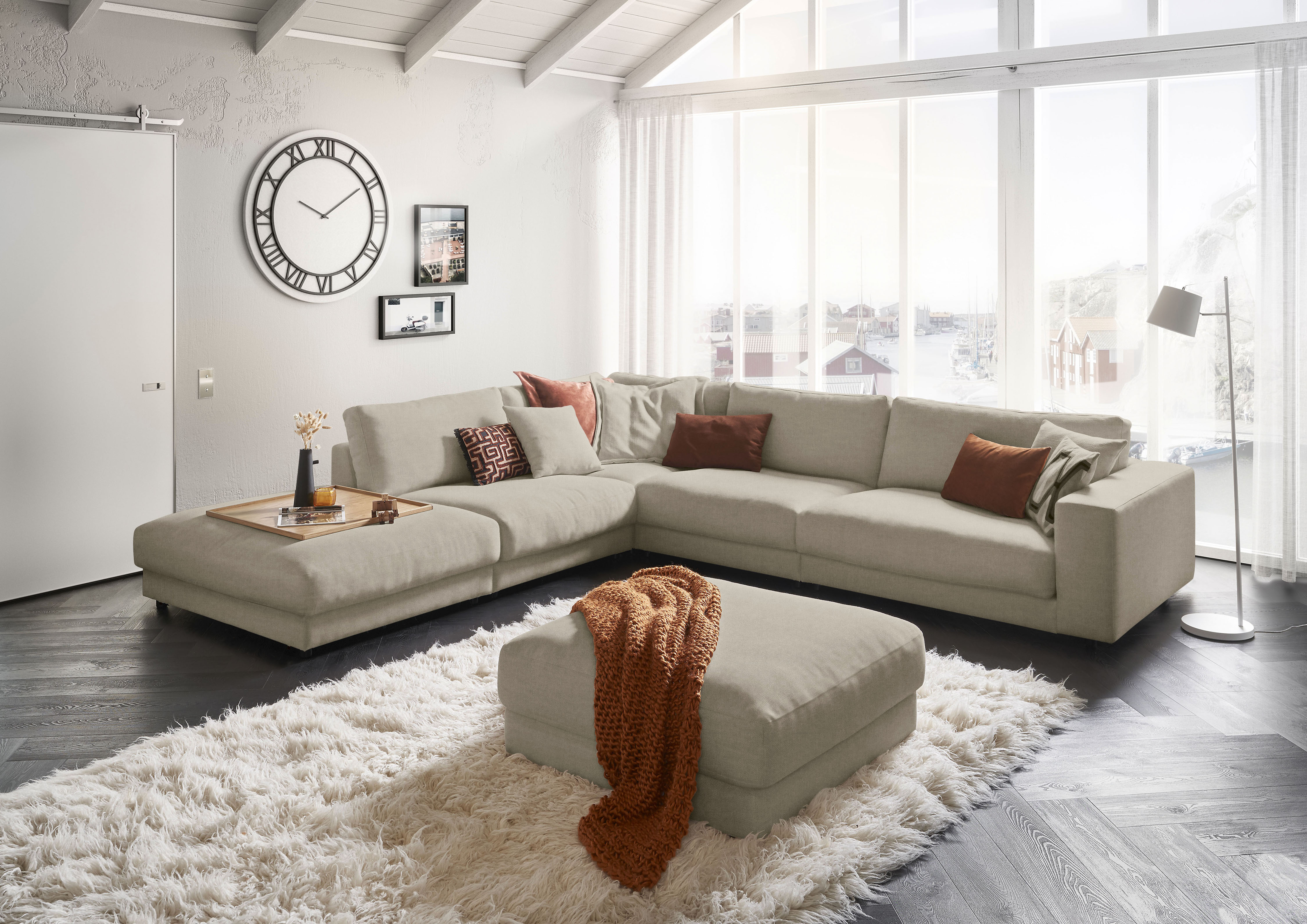 3C Candy Ecksofa "Enisa II, bequem und komfortabel, großes Familiensofa, L-Form" incl. 3 Flatterkissen, wahlweise mit Flecken-Schutz-Bezug Easy care