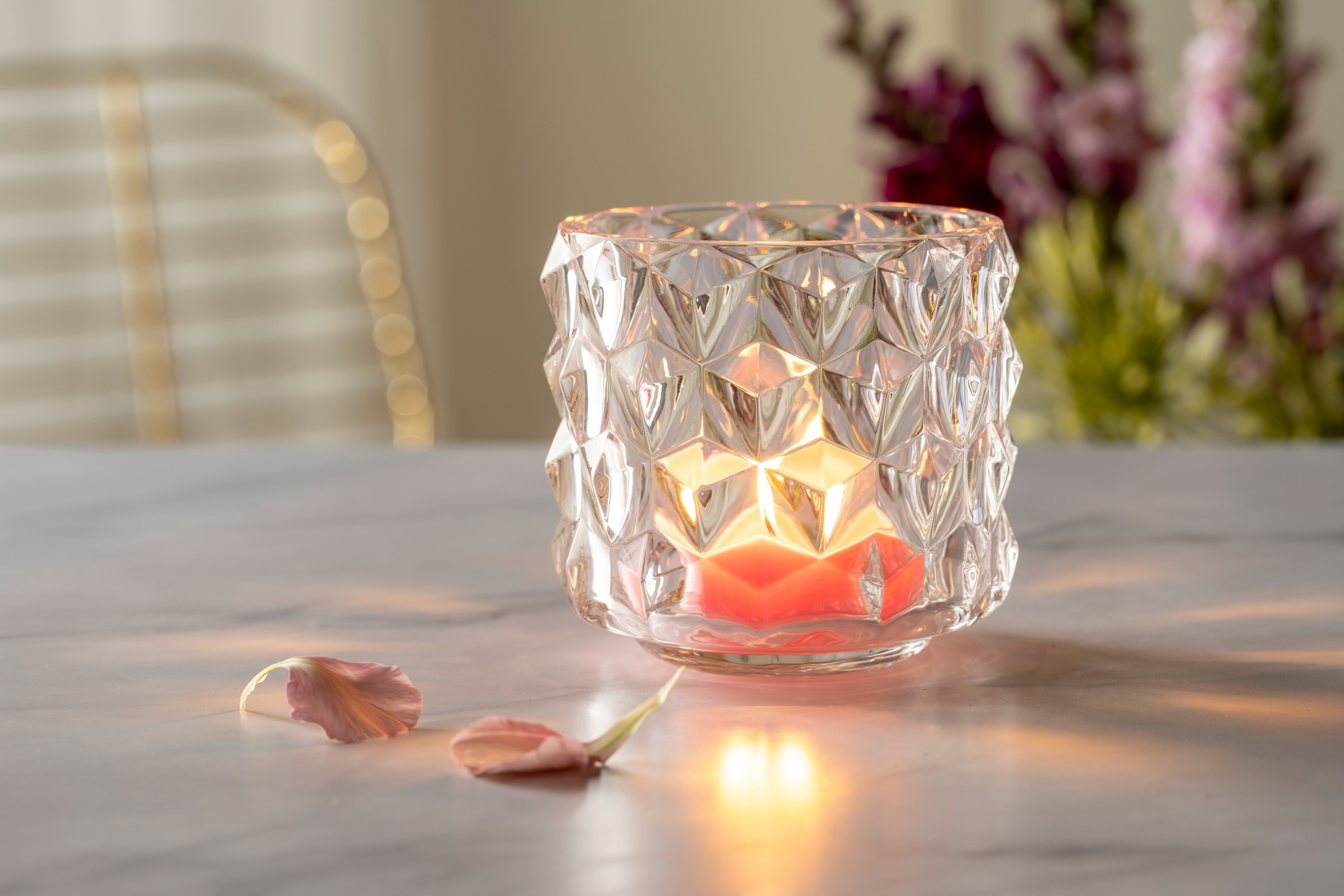 LEONARDO Teelichthalter »Tischlicht POESIA, mit großen Rauten, Kerzenhalter«, (Set, 4 St.), aus Glas, Höhe ca. 10 cm, Spülmaschinengeeignet