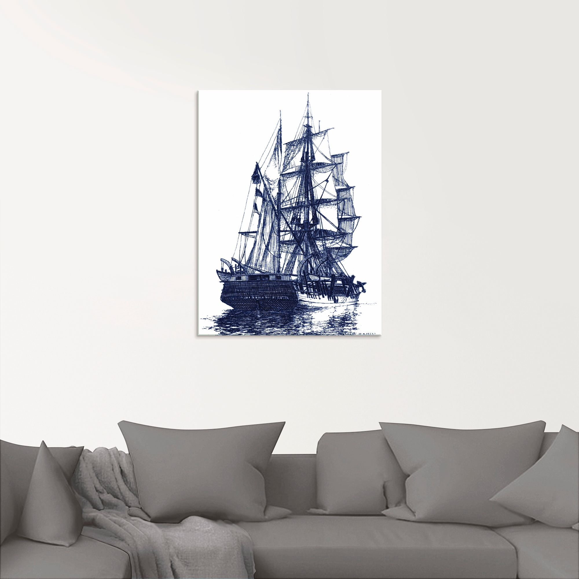 Artland Glasbild »Antikes Schiff in blau I«, Boote & Schiffe, (1 St.), in verschiedenen Größen