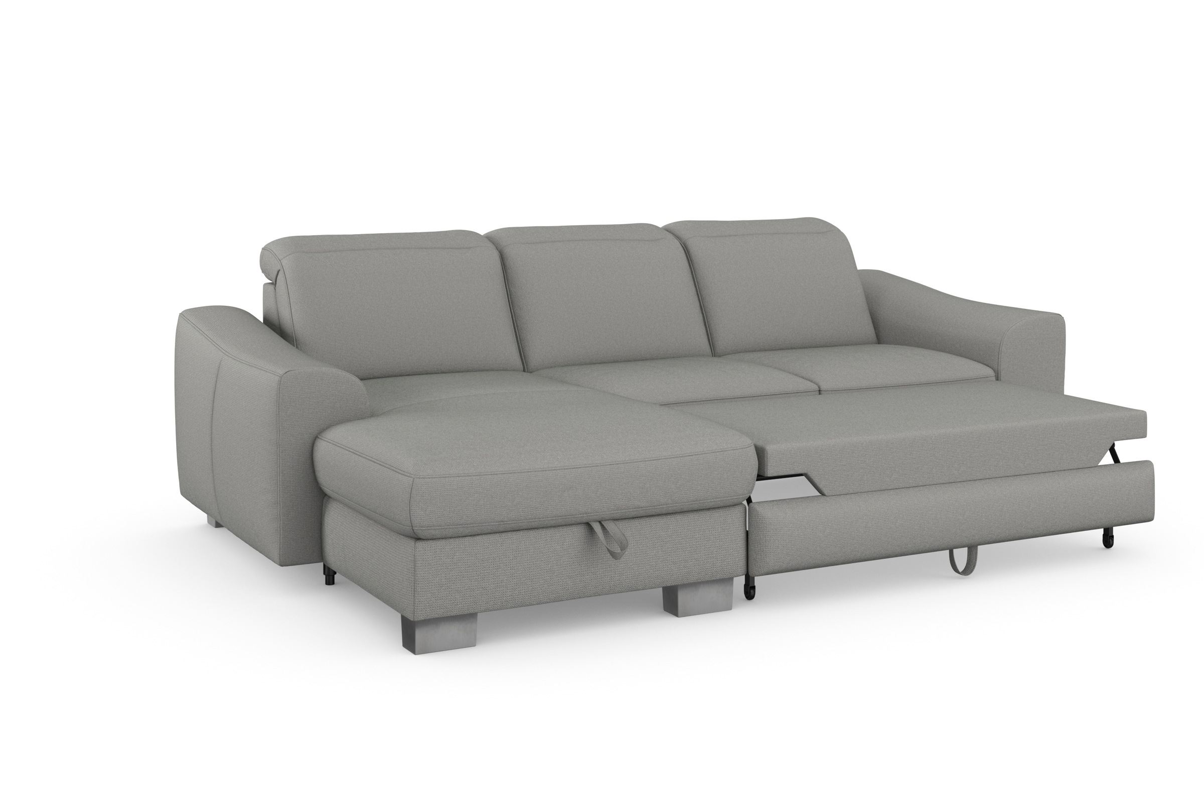 sit&more Ecksofa »Dundee L-Form«, mit Federkern und Edelstahlfüßen, wahlweise mit Kopfteilverstellung