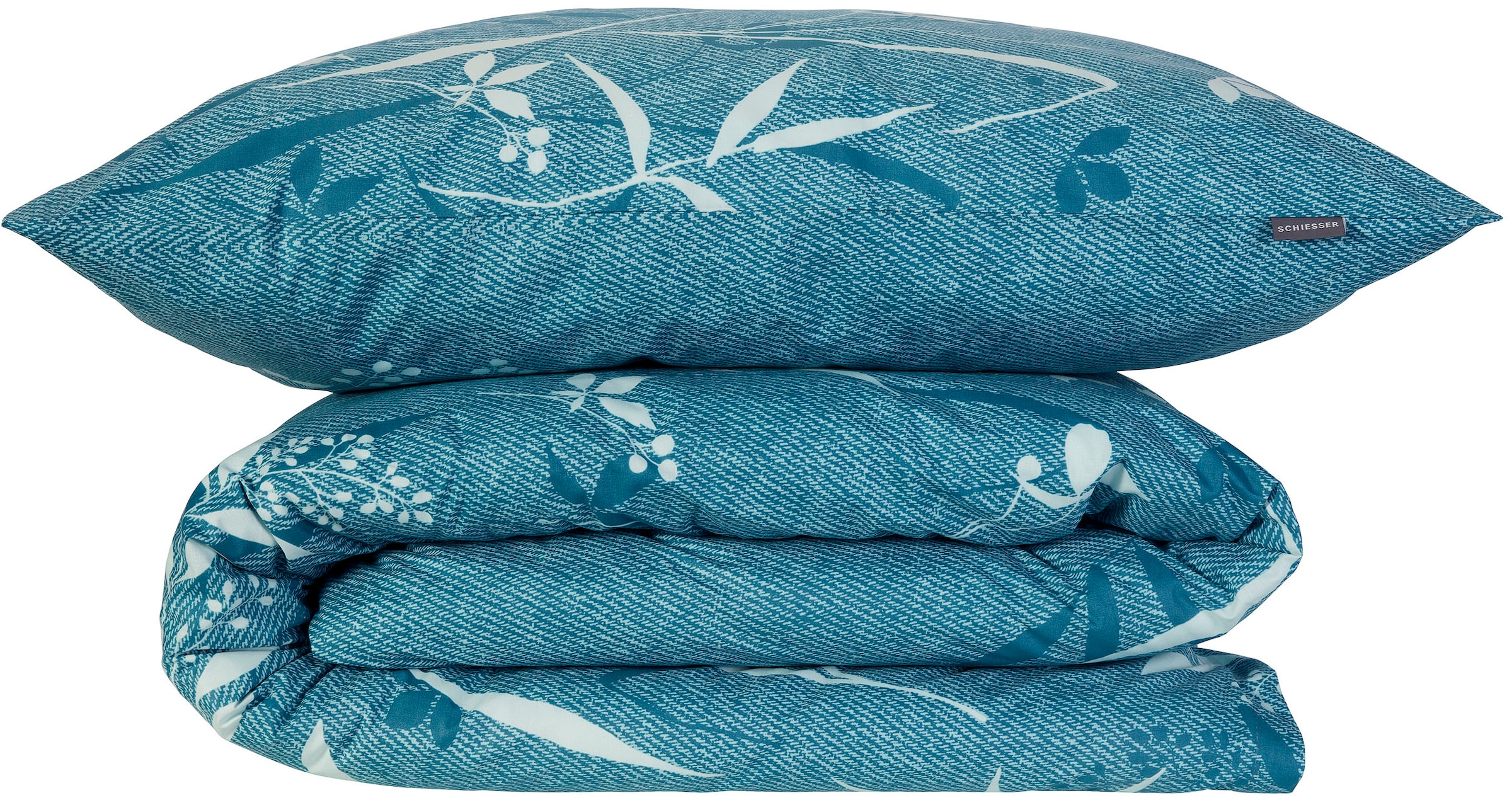 Schiesser Bettwäsche »Kicky aus weicher Baumwolle in cooler Jeansoptik mit floralen Details«, MADE IN GREEN by OEKO-TEX®-zertifiziert