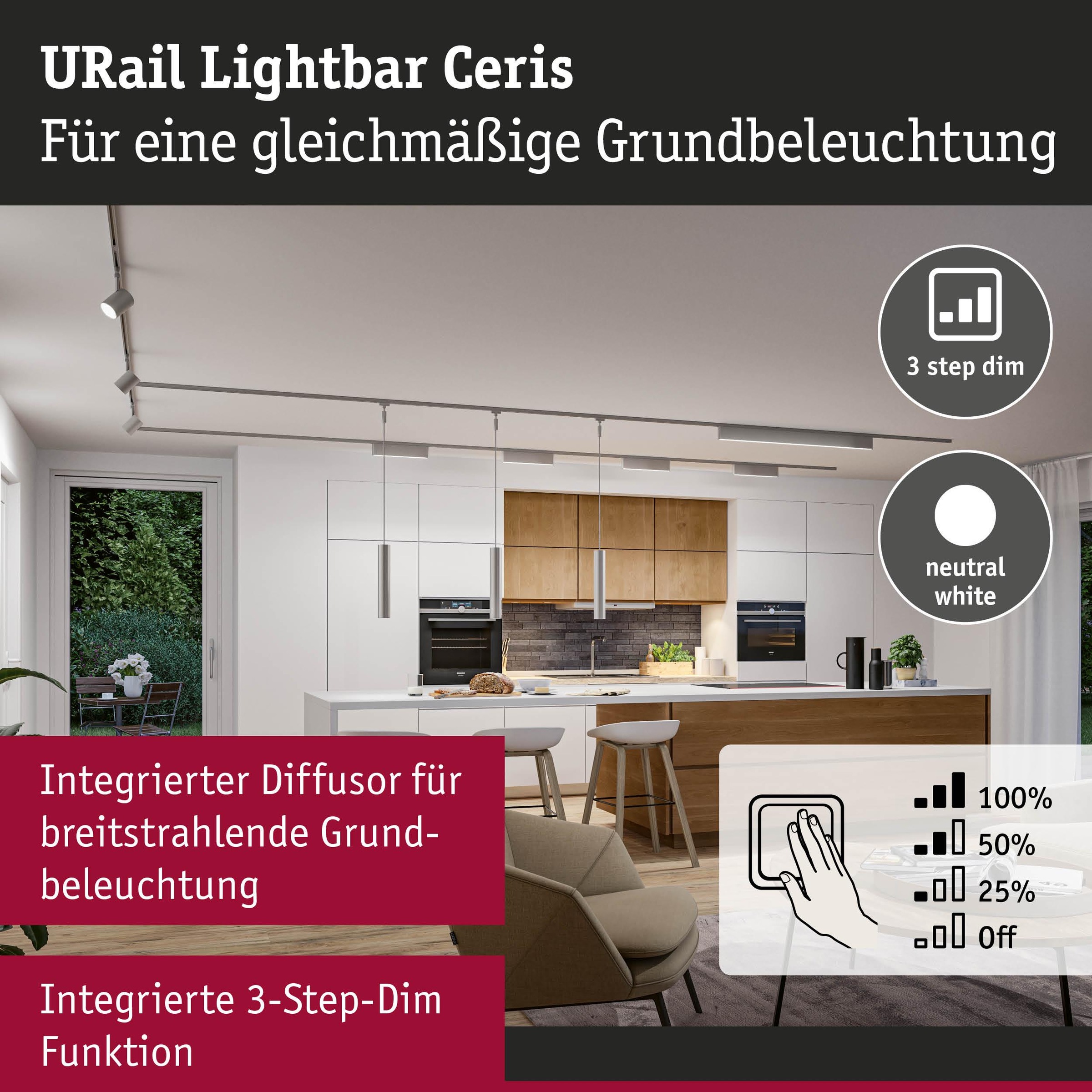 Paulmann Schienensystem-Leuchten »Ceris 850lm 9,5W 4000K dimmbar 230V« LED-Modul 1 Stk. Neutralweiß 3-Step-Dim