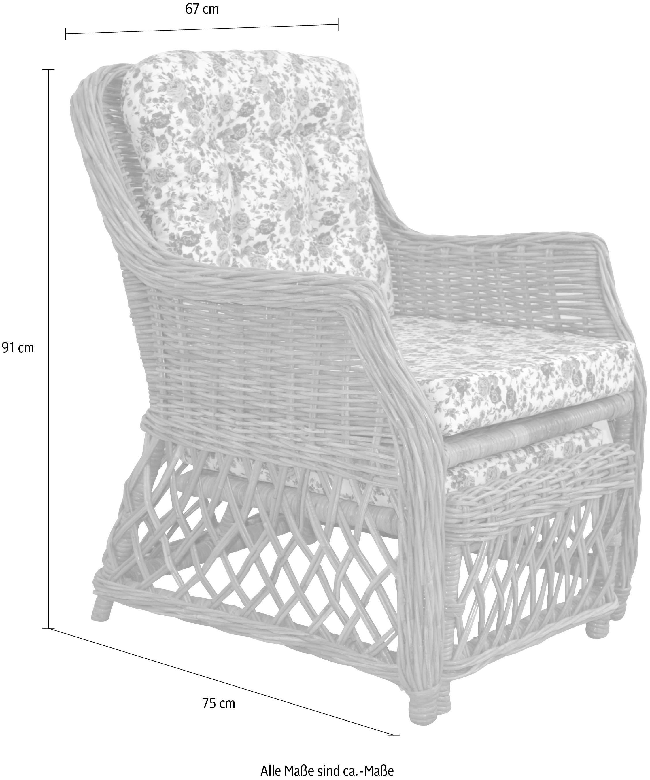 Home affaire Rattanstuhl, Handarbeit, Maße (B/T/H): (67/75/91)