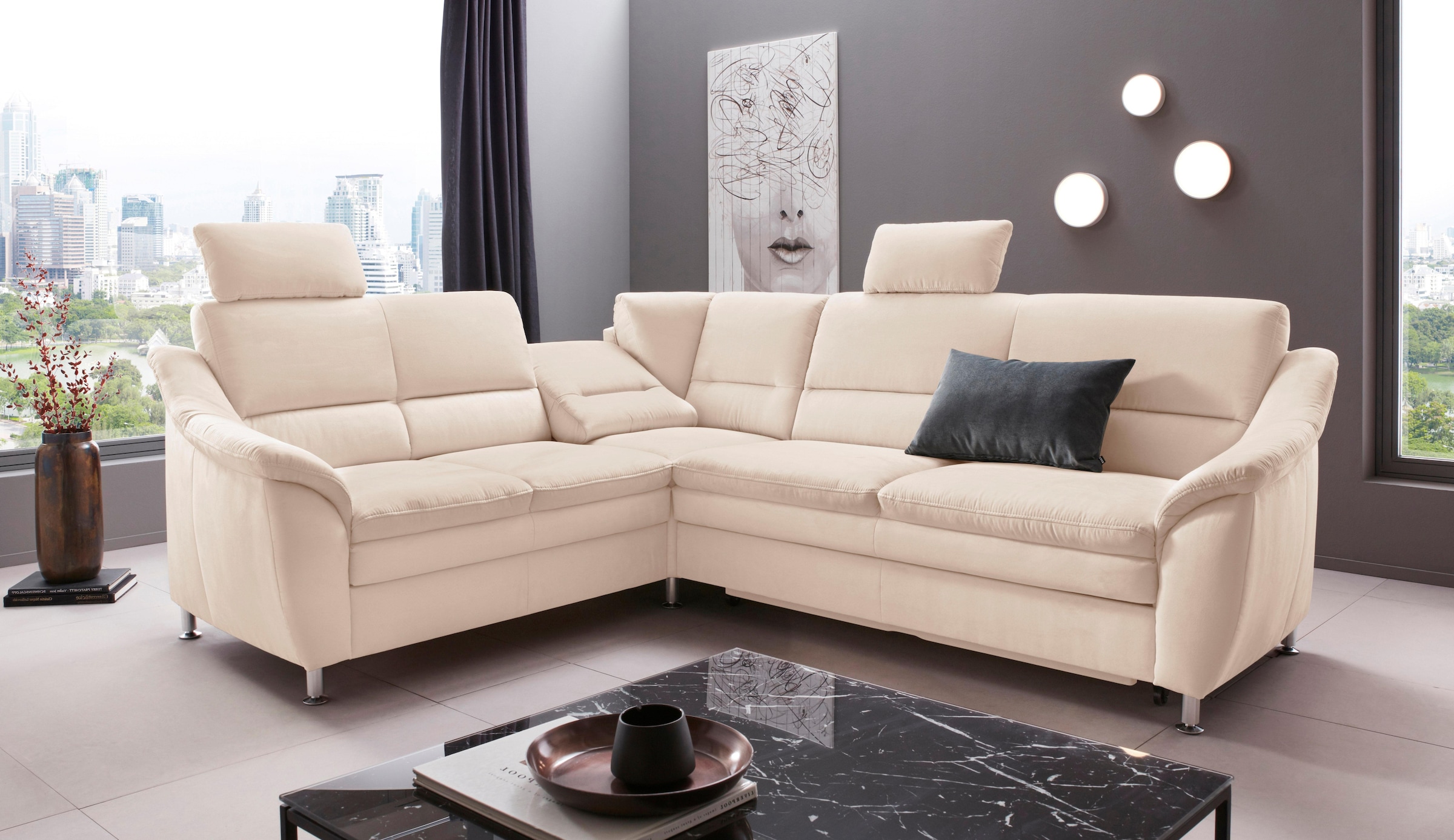 OTTO home Ecksofa "Cardoso L-Form" Federkern, wahlweise mit Bett, Schubkasten, teilweise Relaxfunktion