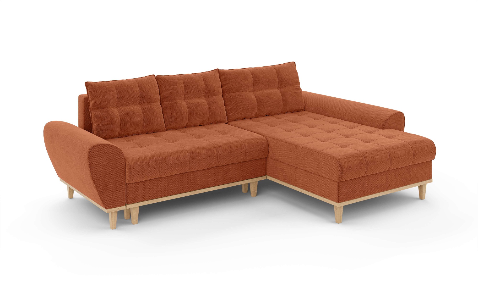 Home affaire Ecksofa »Ahrdorf mit Bettfunktion und Bettkasten, Maße: B/H/T 268/86/175 cm«, L-Form mit 3 Rückenkissen und moderne gerundete Armlehnen