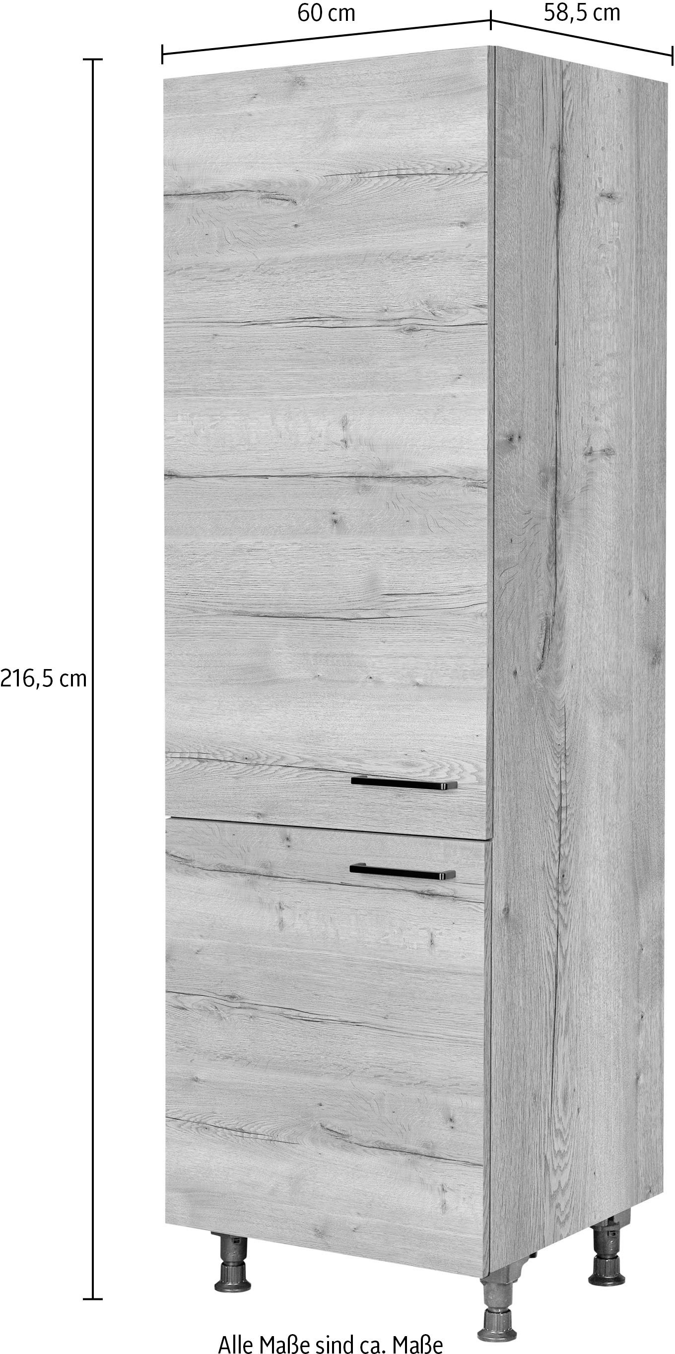 nobilia® Kühlumbauschrank »"Structura", mit zwei Türen und zusätzlichem Einlegeboden,«, vormontiert, Ausrichtung wählbar, Breite/Höhe: 60/216,6 cm