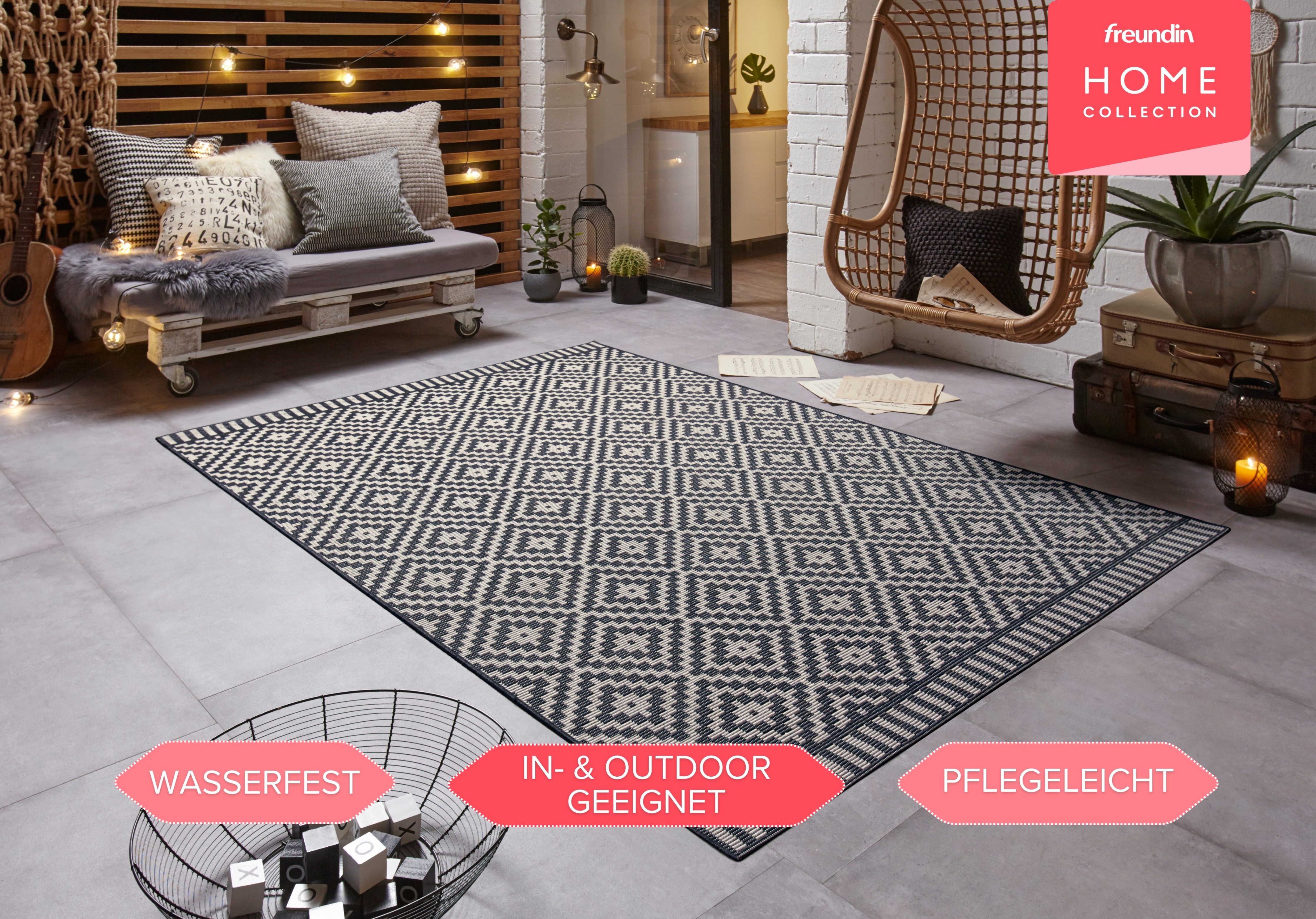 Thumbnail - freundin Home Collection Teppich "Breeze", rechteckig, 8 mm Höhe, In-& Outdoor, Wetterfest, Balkon, Garten, Wohnzimmer, ...