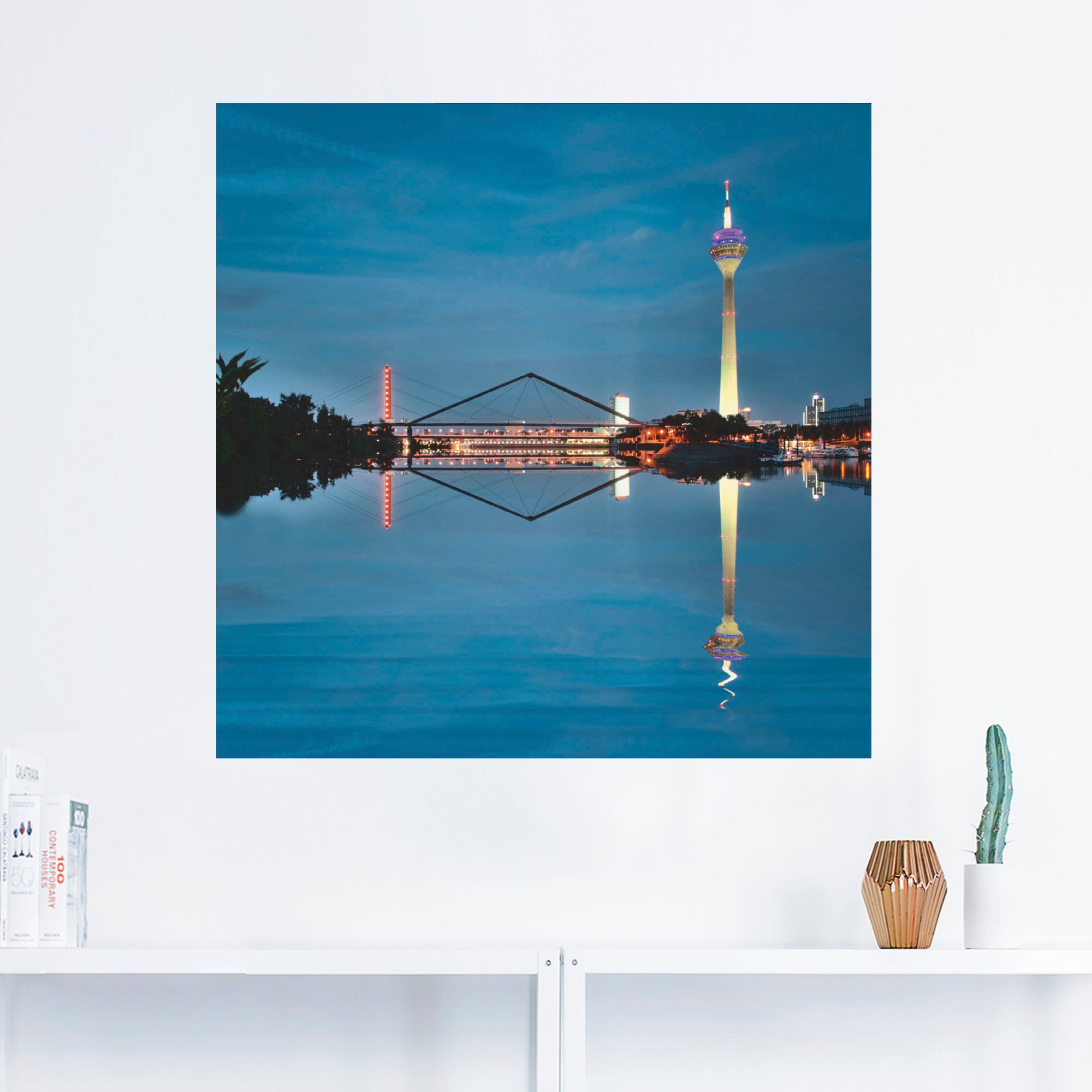 Artland Wandbild »Düsseldorf Stadtansicht NRW 02«, Architektonische Elemente, (1 St.), als Leinwandbild, Wandaufkleber oder Poster in versch. Größen