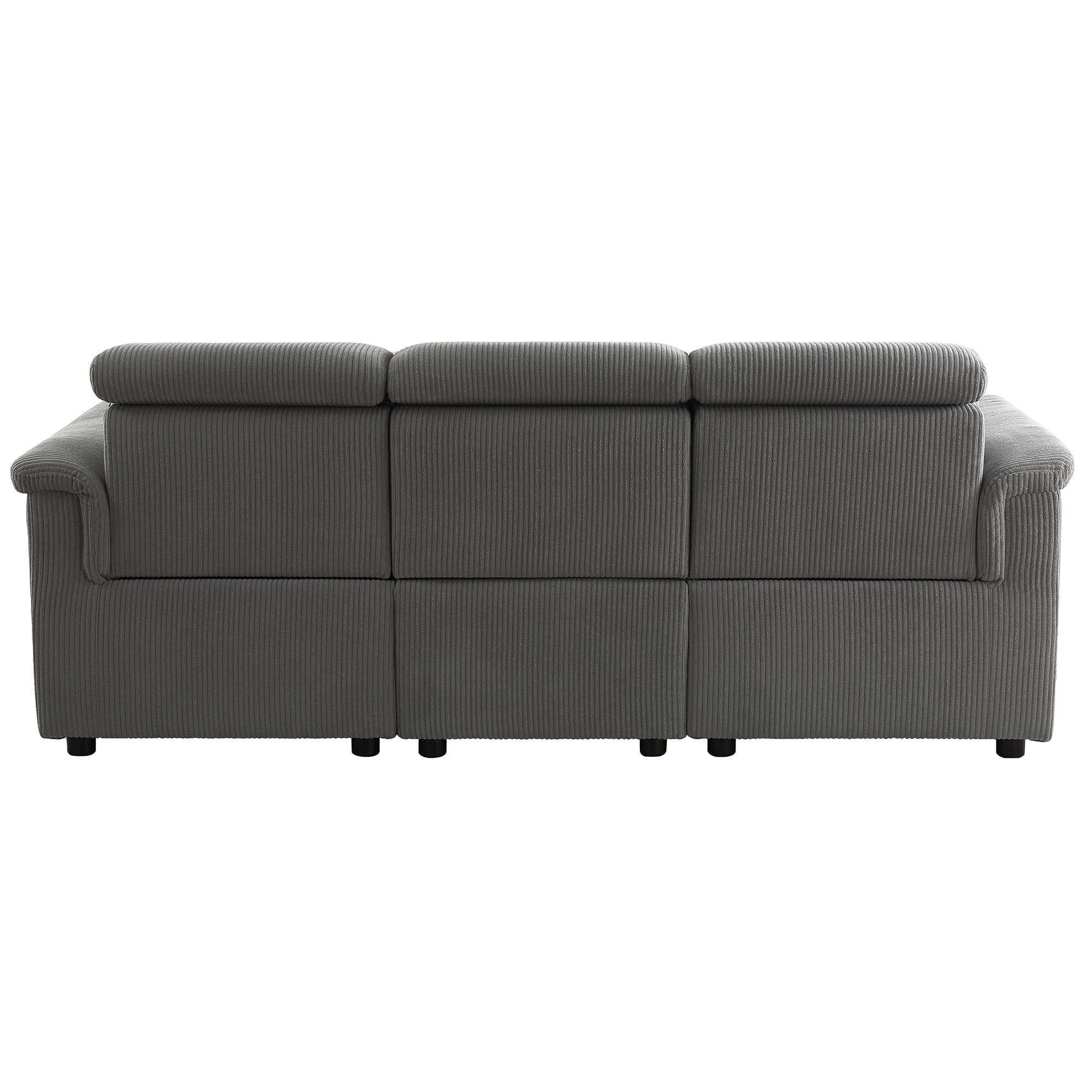 OTTO home 3-Sitzer »LUND NEW Cord (219cm), manuelle/elektrische Relaxfunktion in 2 Sitzen« USB-A/C bei elektrischer Variante und Kopfteilverstellung