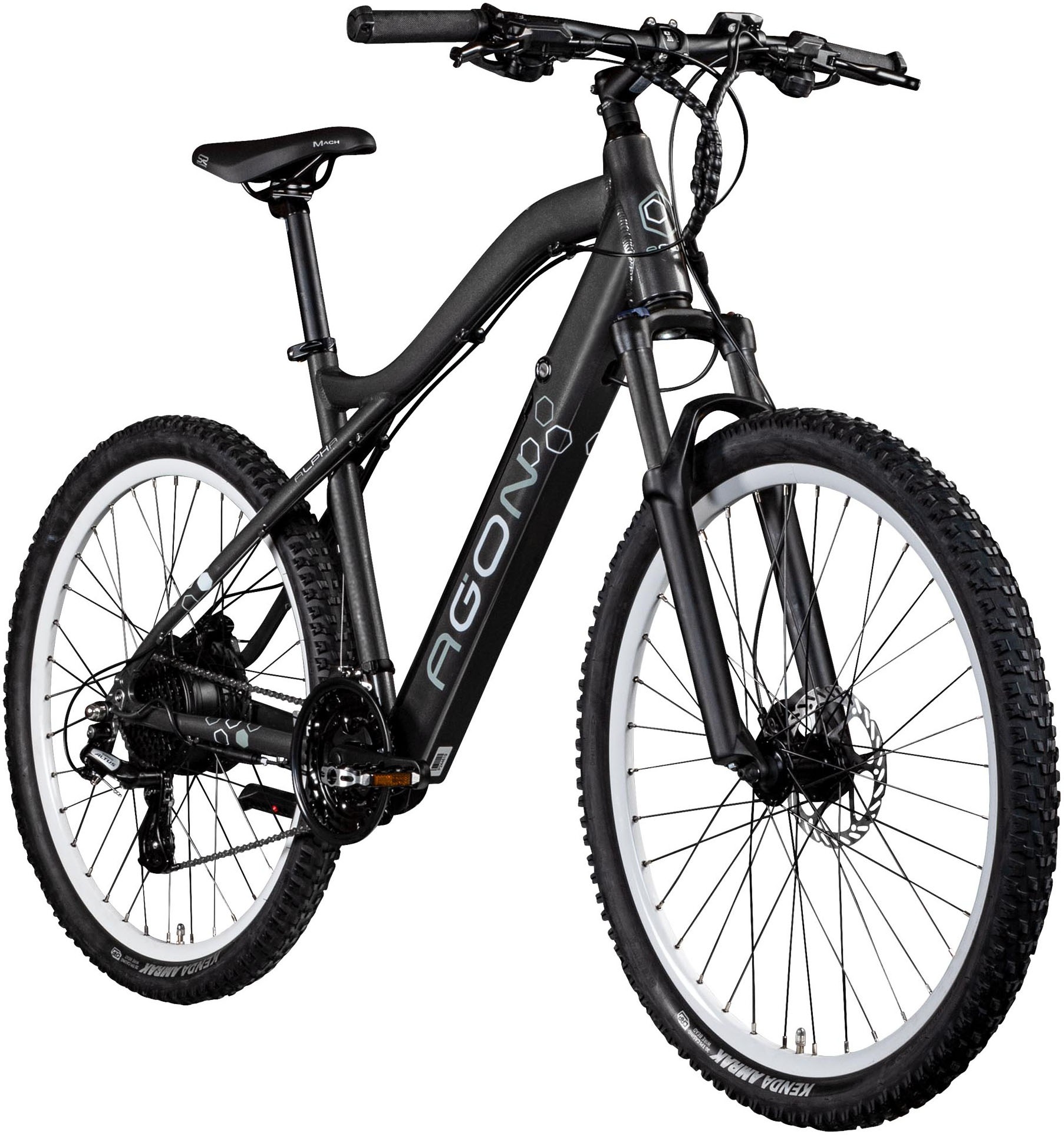 AGON E-Bike "Alpha", 24 Gang, Heckmotor 250 W, Pedelec, Elektrofahrrad für Damen u. Herren, MTB